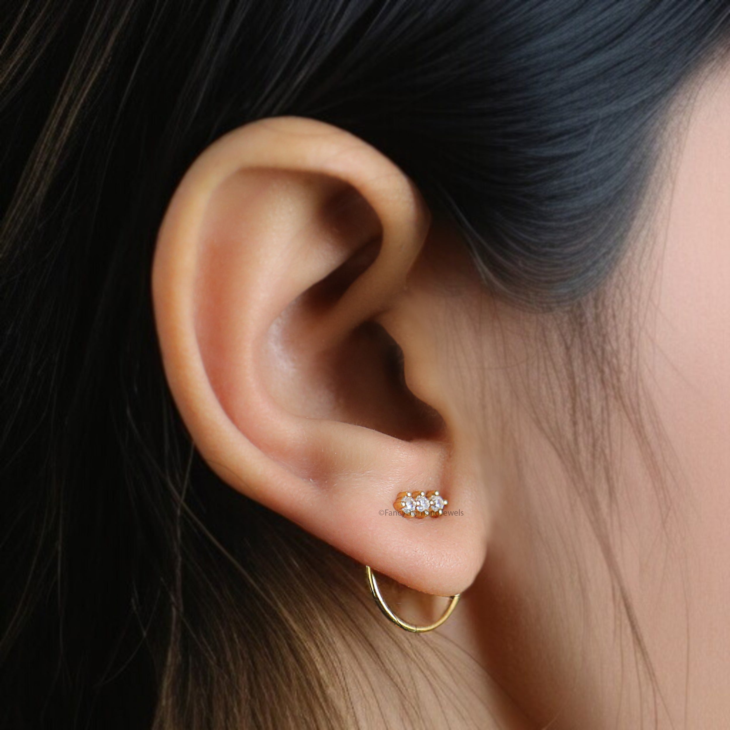 Dainty Front Back Circle Earrings Round White Diamond Earring Round Shape Earring Prong Earring Engagement Earring Gift For Her FD510