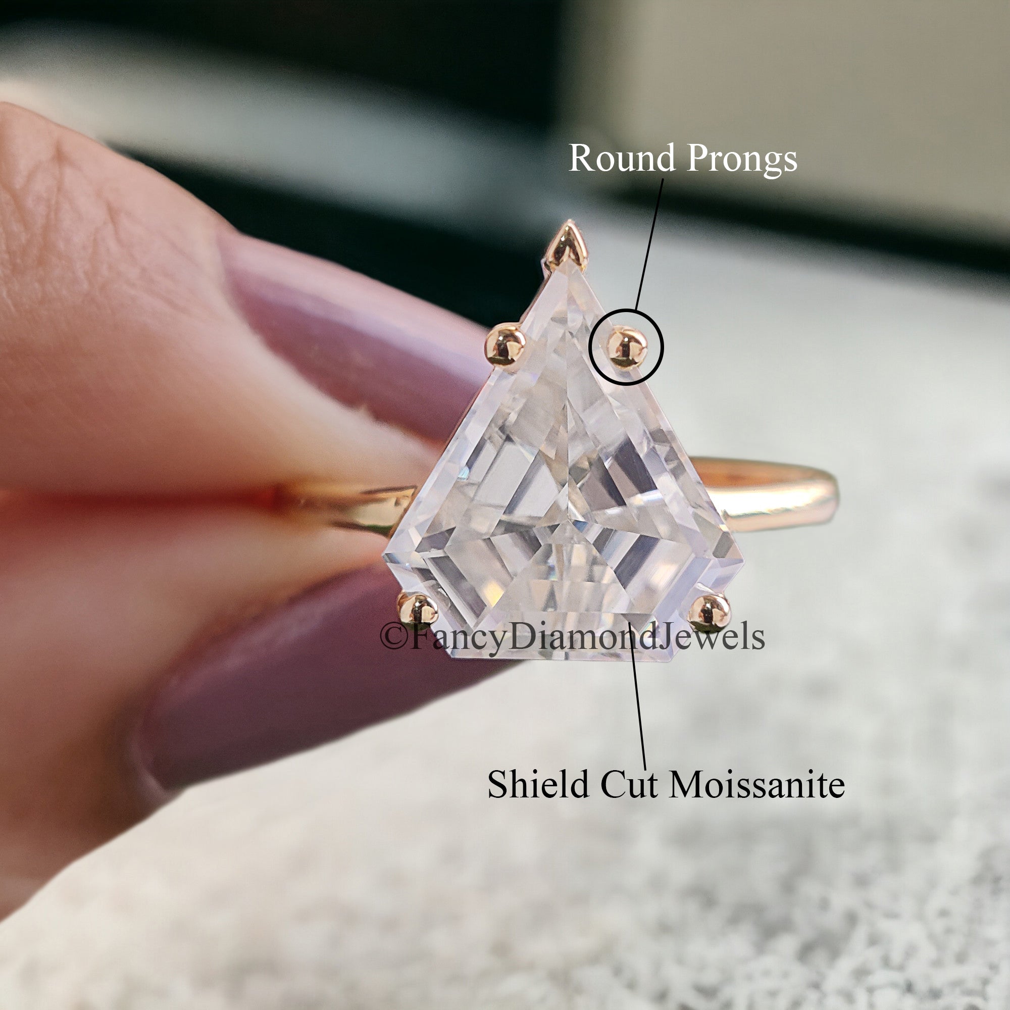 3.00 CT Shield Shape Moissanite Engagement Ring Colorless Moissanite Ring Prong Set Wedding Ring Unique Moissanite Ring Gift for Her FD92