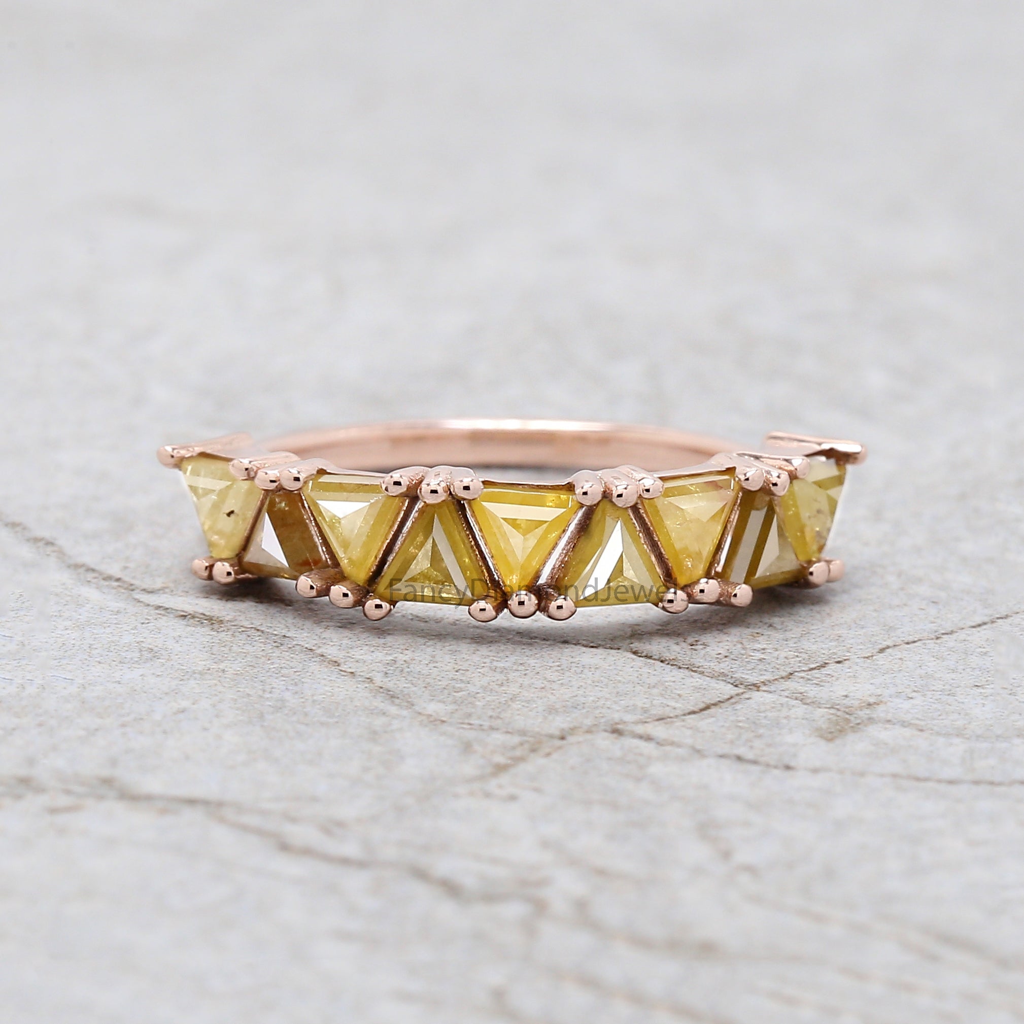 Triangle Cut Yellow Color Diamond Ring 1.28 Ct 3.75 MM Triangle Diamond Ring 14K Solid Rose Gold Silver Engagement Ring Gift For Her QL2052