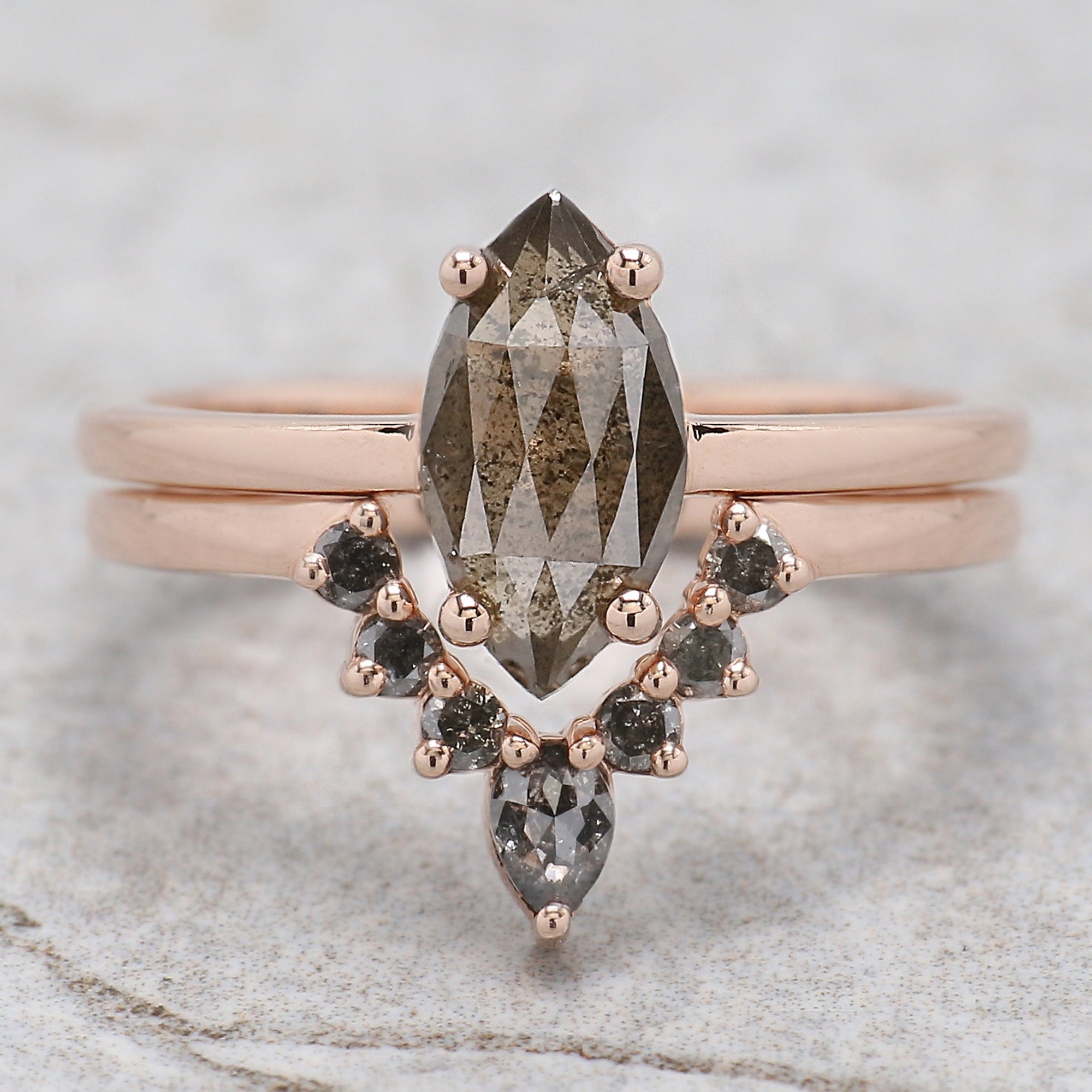 Marquise Cut Brown Color Diamond Ring 1.35 Ct 9.95 MM Marquise Shape Diamond Ring 14K Rose Gold Silver Engagement Ring Gift For Her QL1650