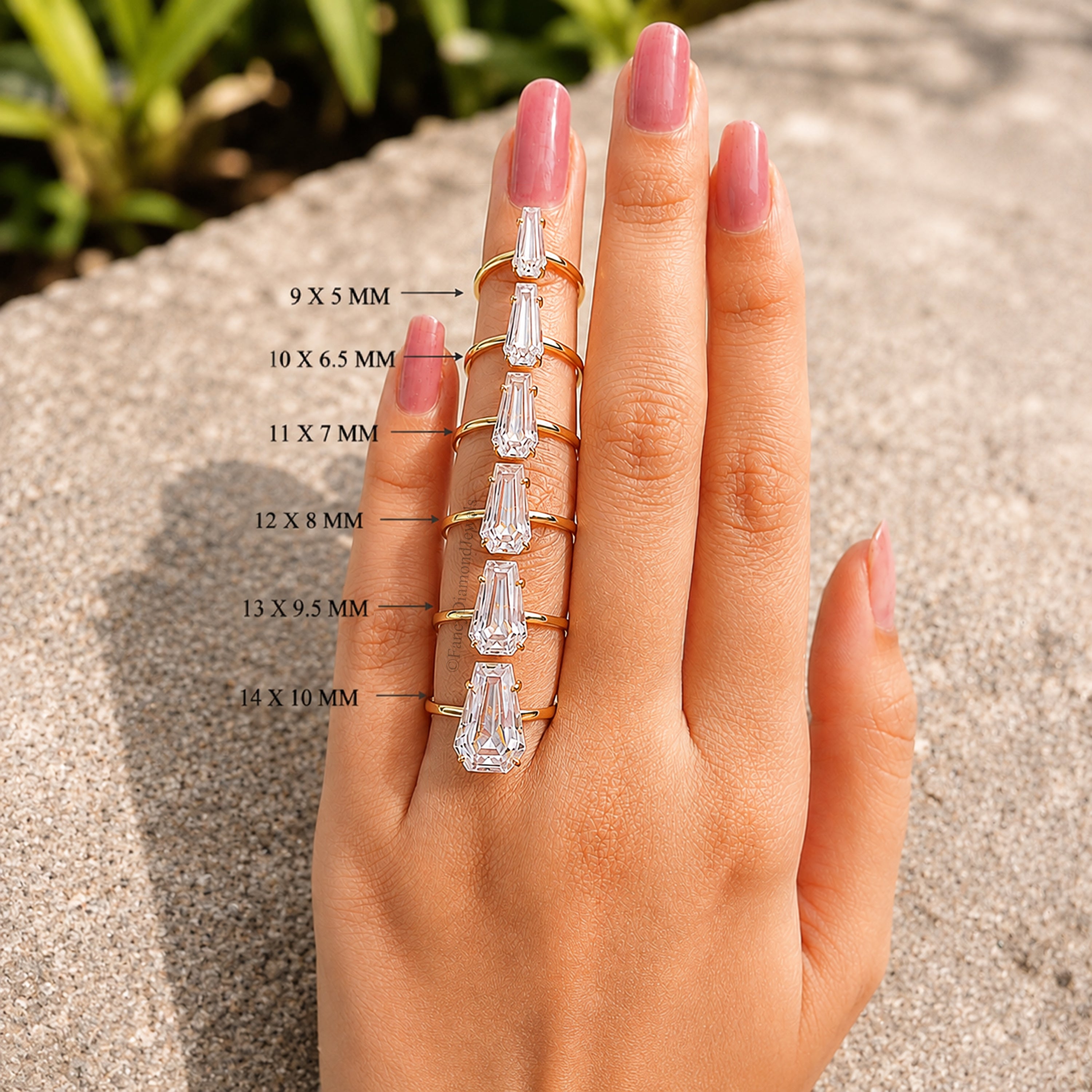 Coffin Cut engagement ring 14mm 13mm 12mm 11mm 10mm 9mm stone ring Silver ring Diamond ring Simulant ring Solitaire ring Gift for her FD216