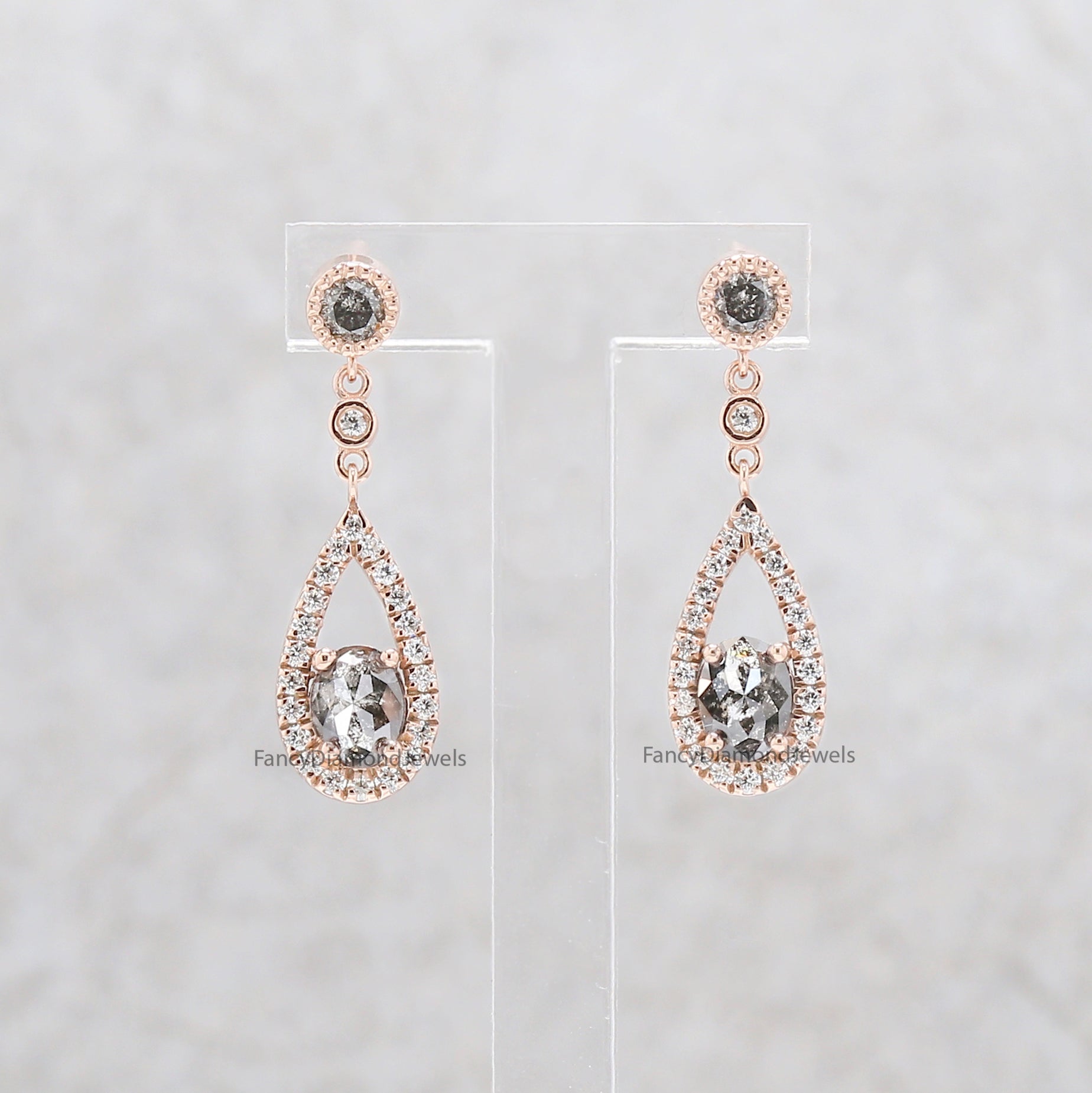 Oval Salt And Pepper Diamond Earring, Oval Shape Earring, Oval Cut Earring, Engagement Earring, Earlobe Earrings, Earrings Jewelry, KDL2772