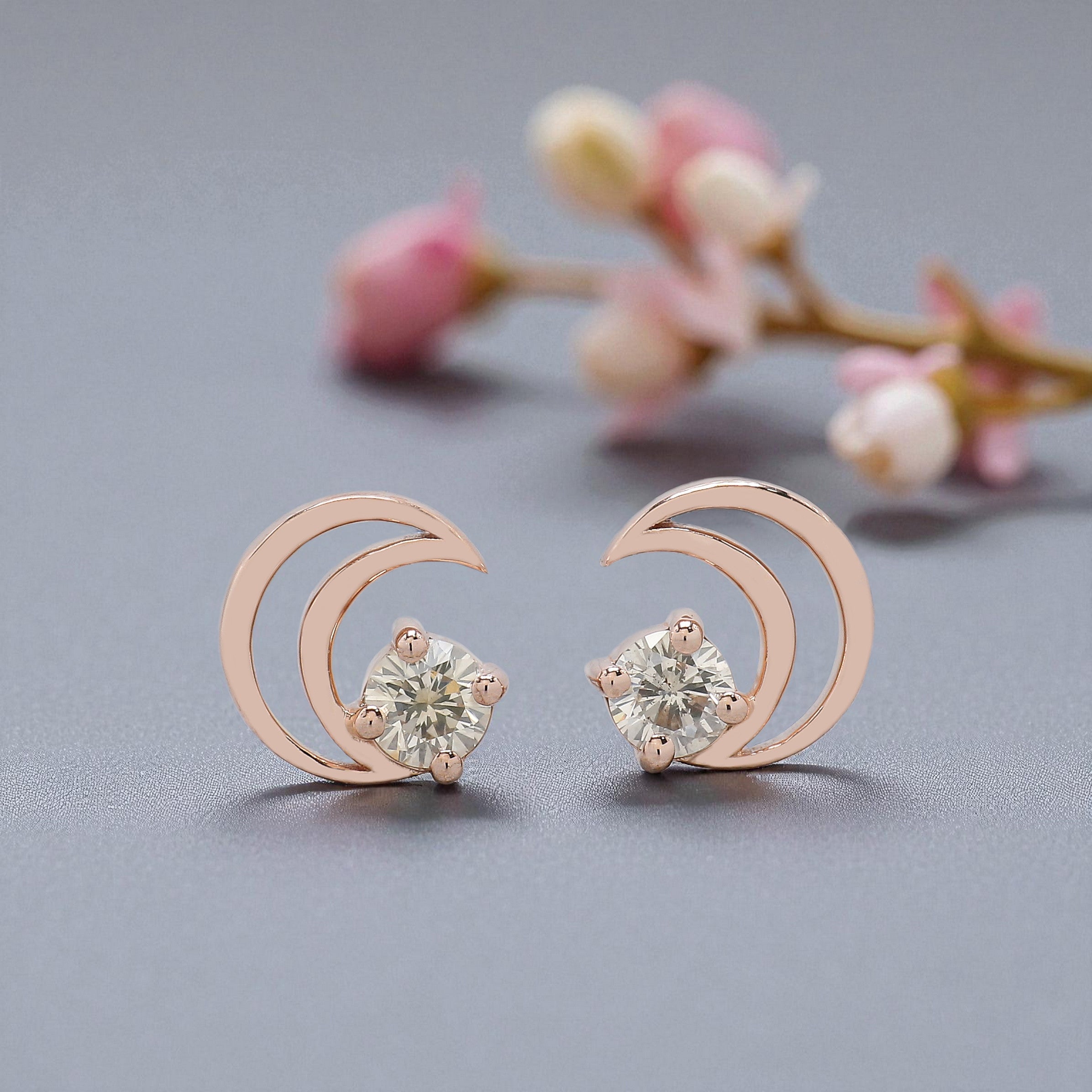 Round White Diamond Earring 0.34 Ct 3.50 MM Round Diamond Earring 14K Solid Rose Gold Silver Round Rose Cut Earring Gift For Her KDN1863