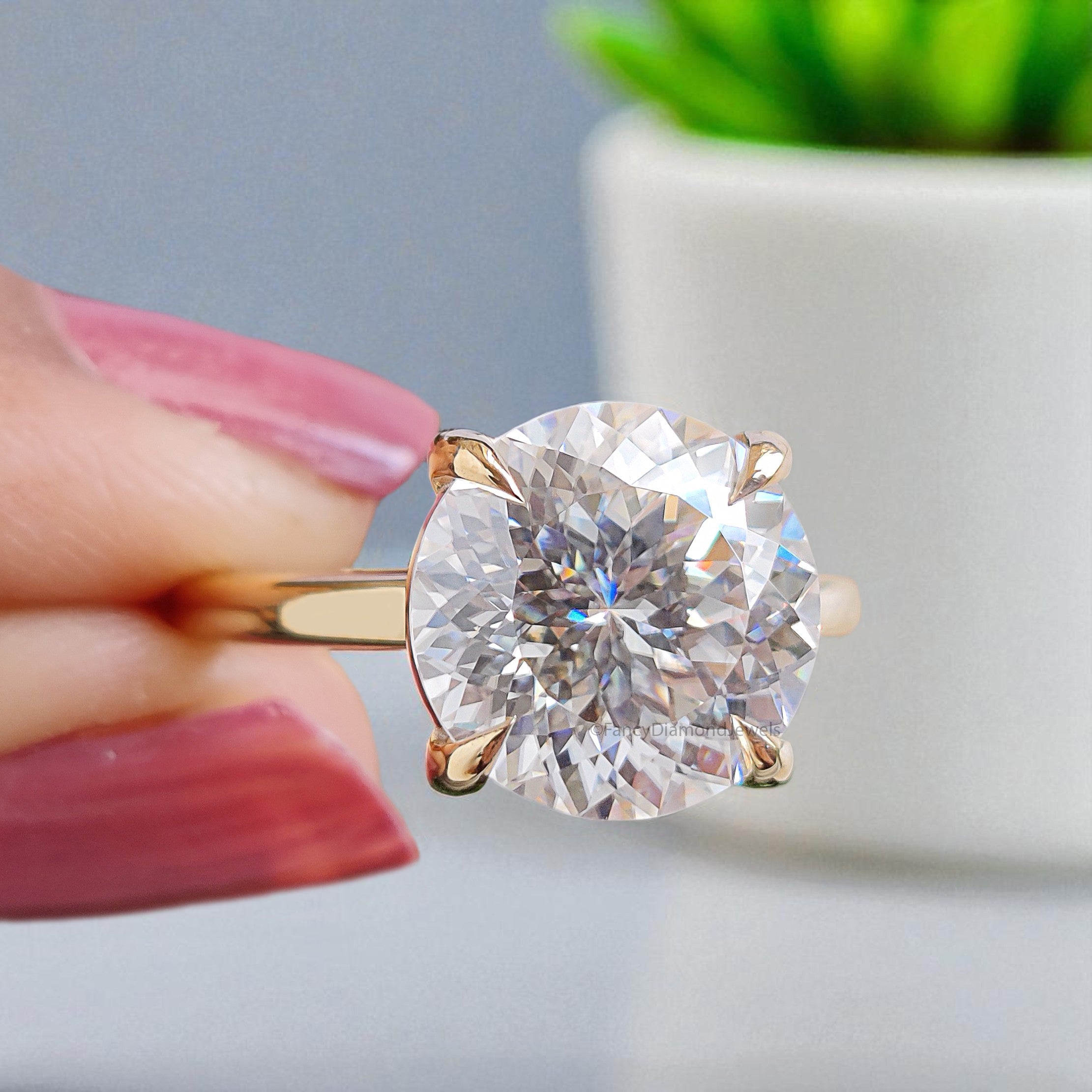 3.60 CT Portuguese Cut Colorless Moissanite Engagement Ring Yellow Gold Ring Wedding Ring Solitaire Ring Prong Set Ring Gift For Her FD443