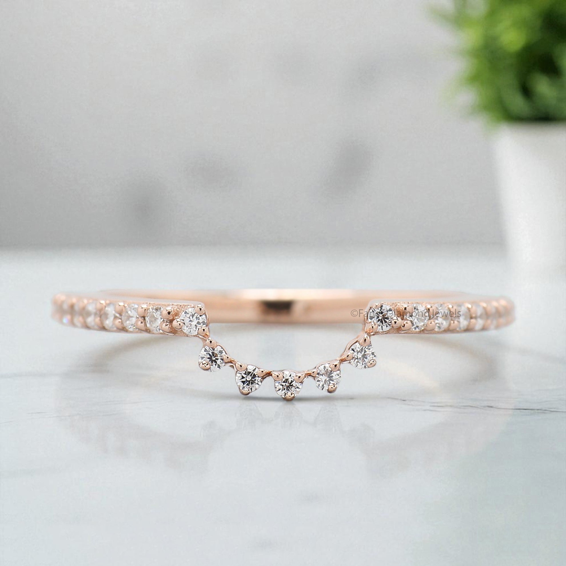 Natural White Diamond Wedding Band Half Eternity Minimalist Ring Silver/10K/14K/18K Gold stacking dainty matching anniversary Ring KD833