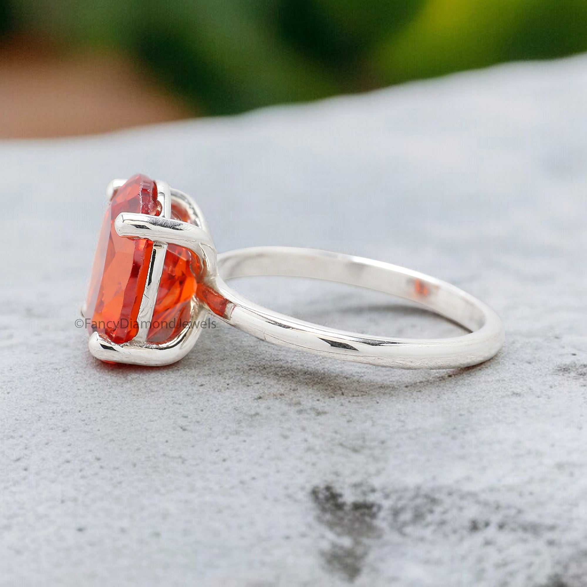 Oval Orange Citrine stone engagement ring 12mm 10mm 9mm 8mm 7mm  ring silver simulant Ring Solitaire ring Diamond ring Gift for her FD337