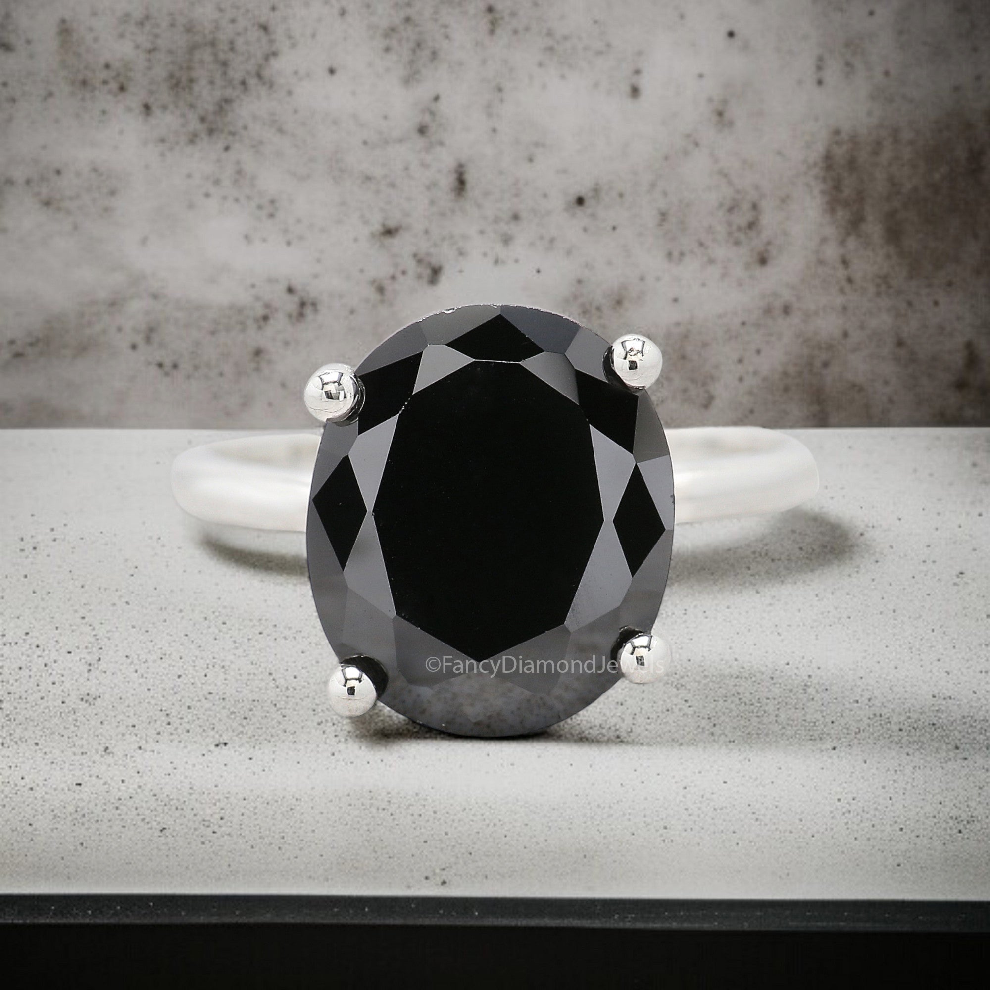 Oval Black Onyx engagement ring 12mm 10mm 9mm 8mm 7mm stone ring Simulant Solitaire ring Diamond ring Silver ring Gift for her FD330