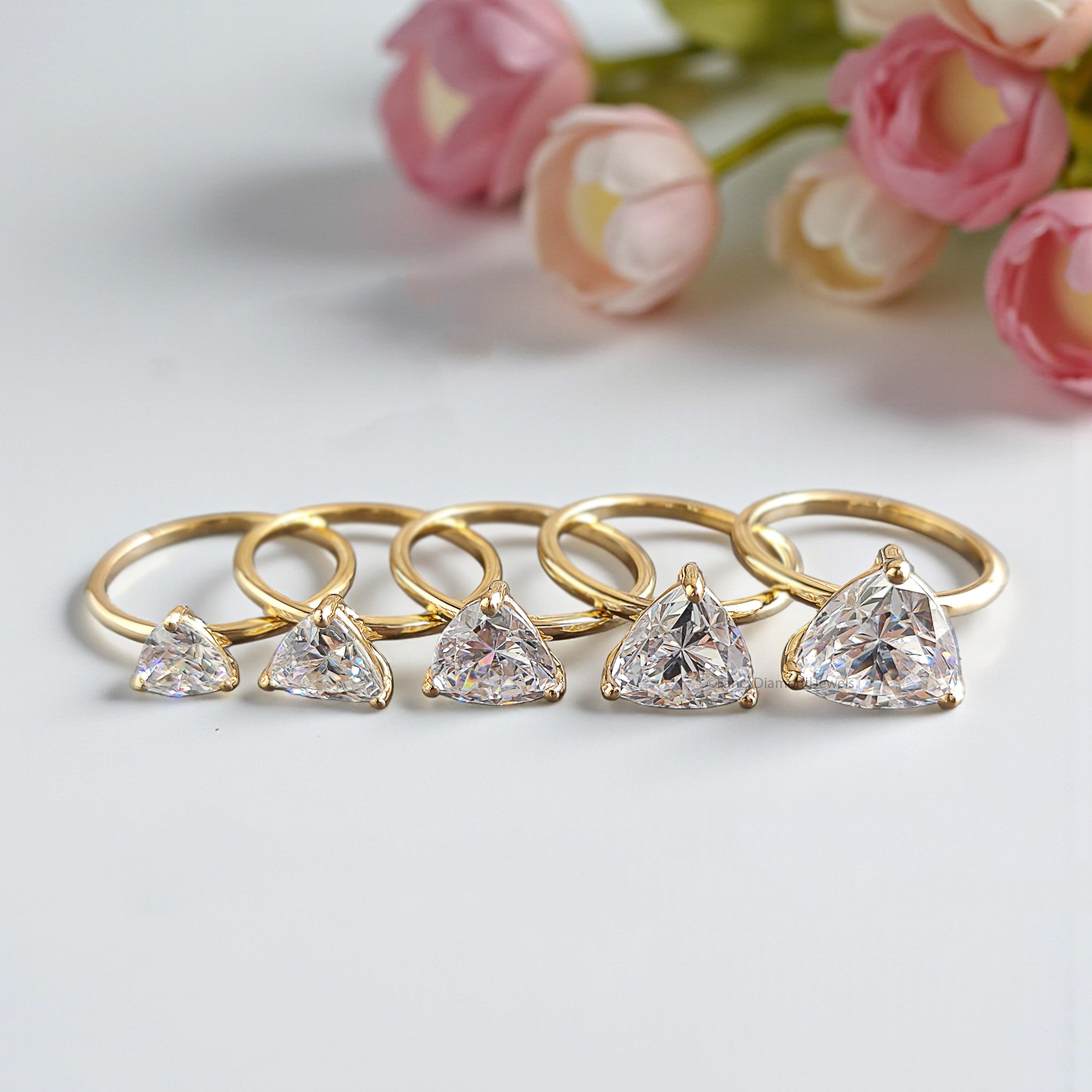 Trillion Cut Engagement ring 6mm 7mm 8mm 9mm 10mm Stone Ring Silver Promise Ring Triangle Shape Diamond Solitaire Ring Gift For Her FD439