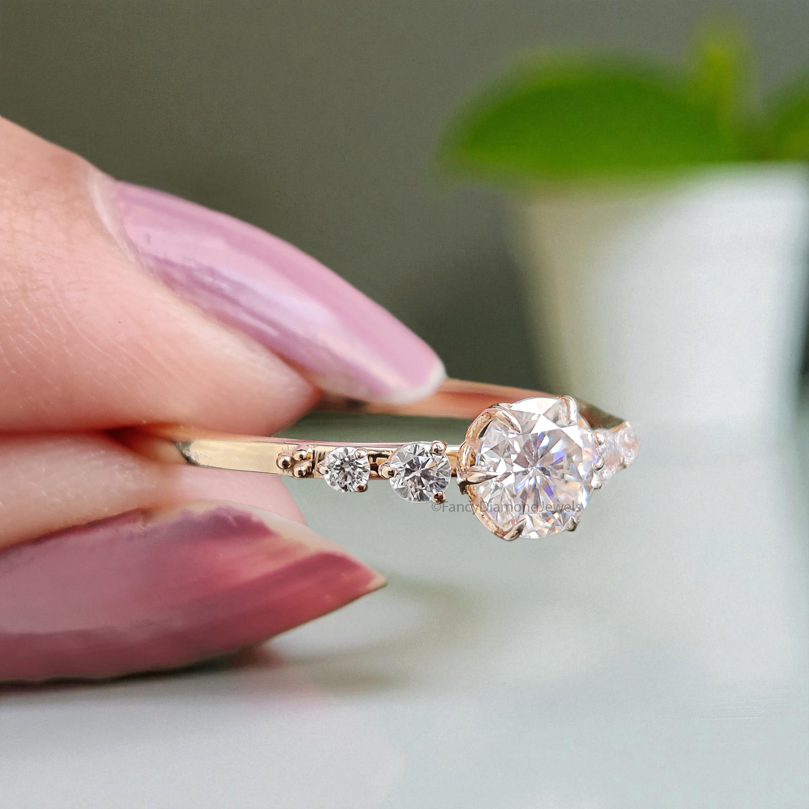 0.35 CT Round Lab Grown Diamond Promise Ring Round Diamond Set in Claw Prongs Ring Multi Diamond Engagement Ring for Women FD456