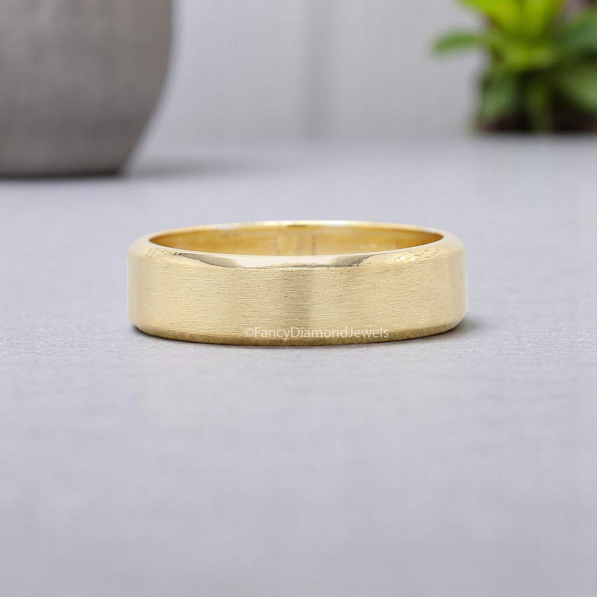 Men's Band Yellow Gold Tungsten Wedding Ring Engagement Band Tungsten Anniversary Ring Gift For Him FD351