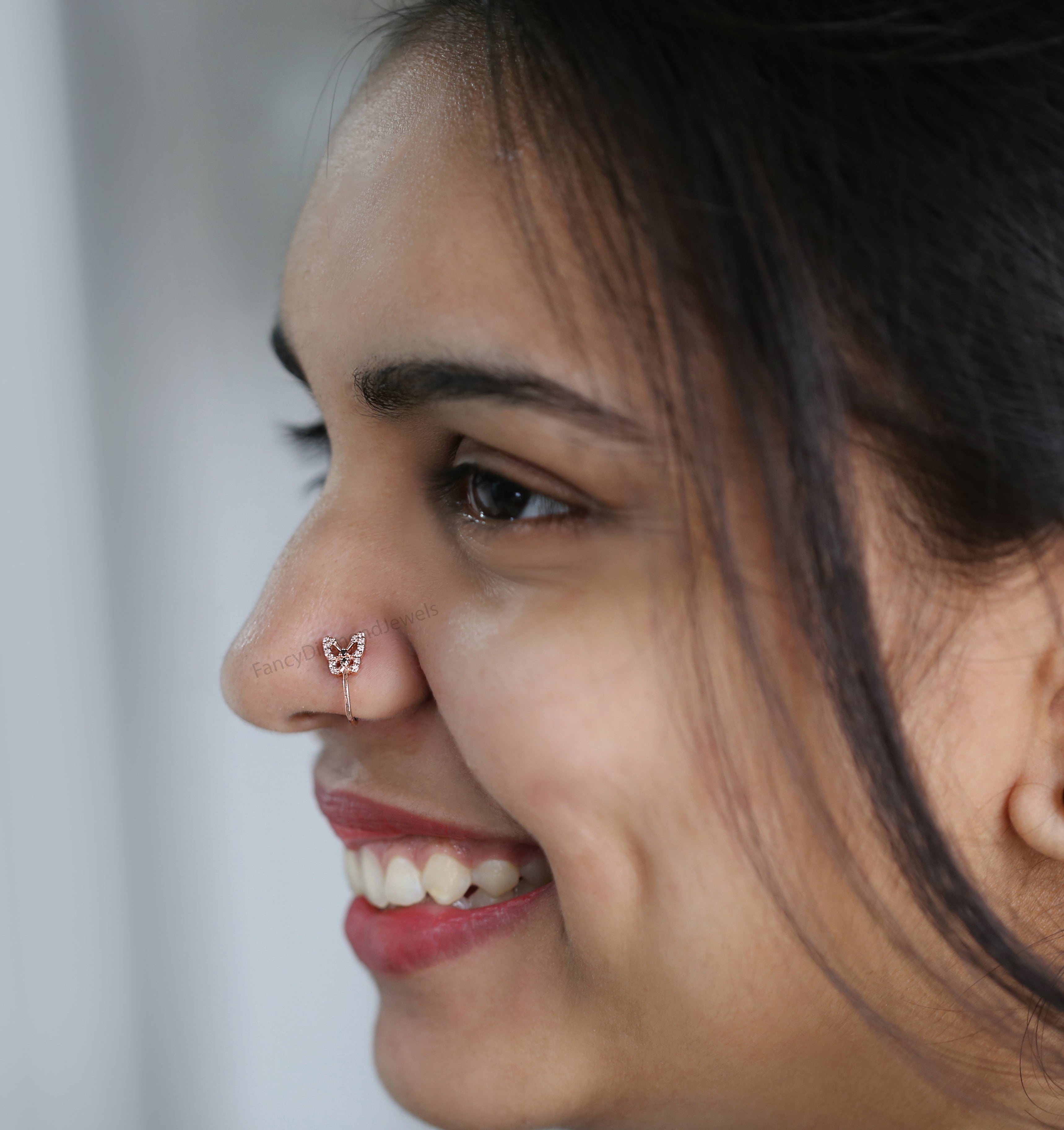 Nose Ring, Studs, Natural Diamond Nose Ring, Nose Ring Hoop, Nose Stud, Rose Gold Nose Ring, Gold Nose Ring, Diamond Nose Stud, Hoop KD1125