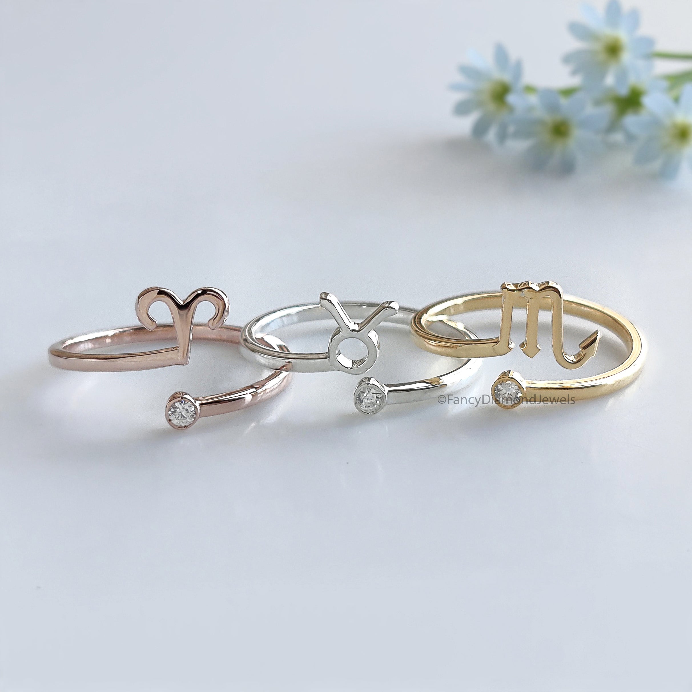 Zodiac Moissanite Ring Zodiac Jewelry 925 Sterling Silver Rings Constellation Ring Personalized Bridesmaid Gift Wedding Jewelry Women FD537