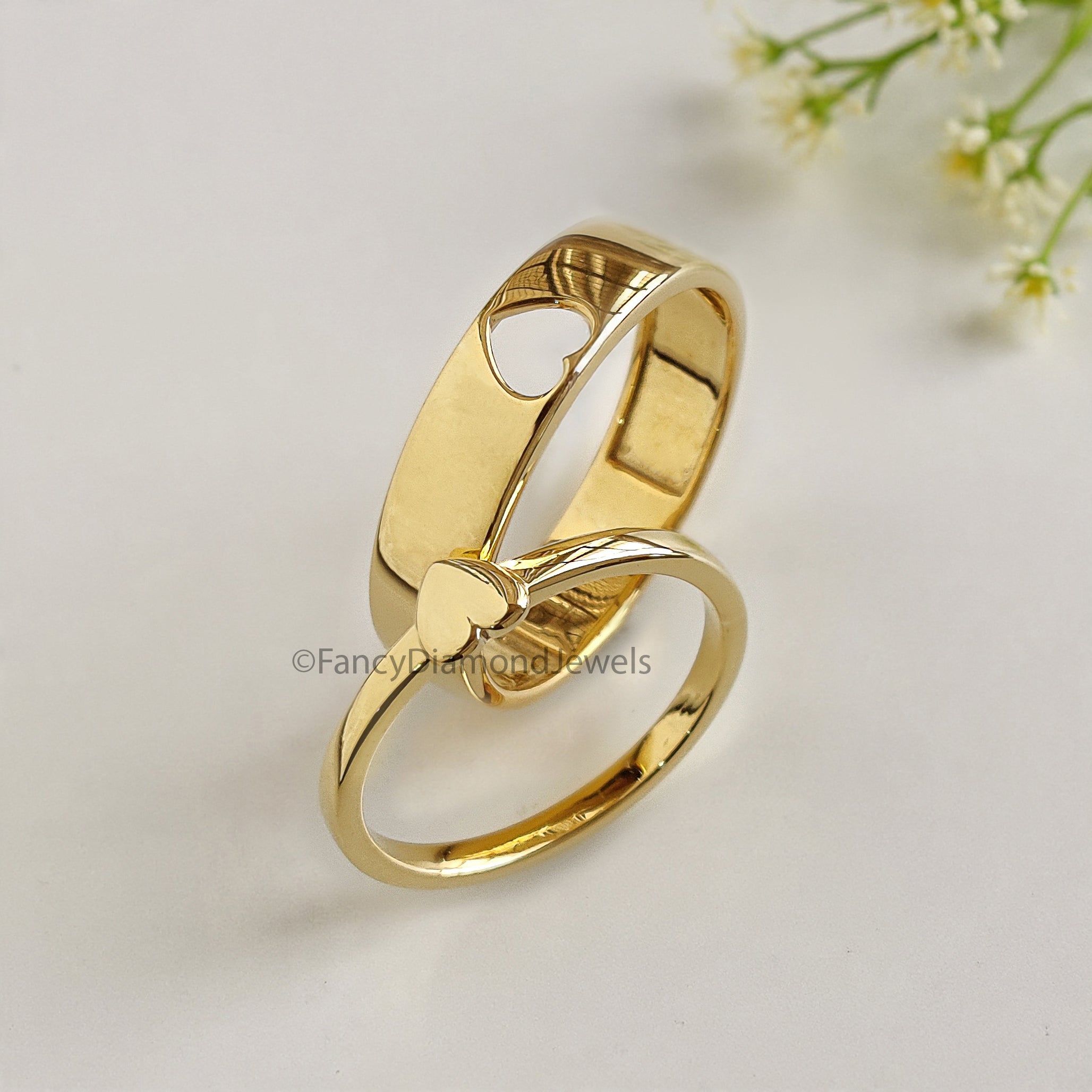 Matching His and Hers Heart Couple Band Set Silver Promise Bands For Couples Wedding Bands Simple Wedding matching anniversary Band FD521