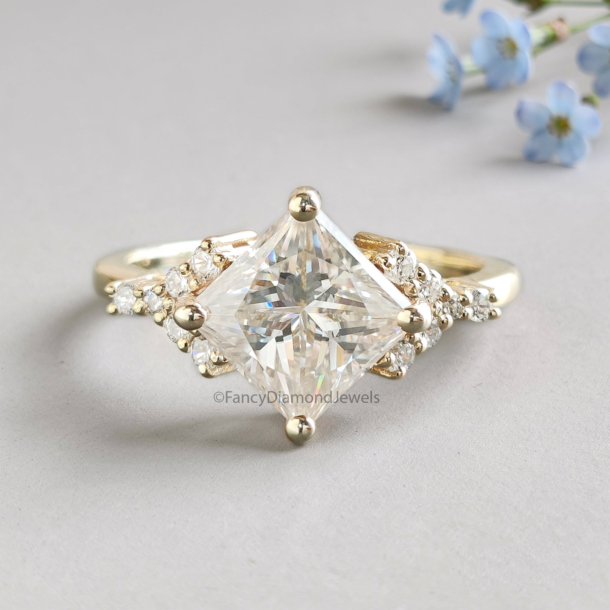1.70 CT Princess Cut Lab Grown Diamond Engagement Ring Princess Diamond  With Prong Setting Ring Wedding Ring Princess Ring for Her FD468