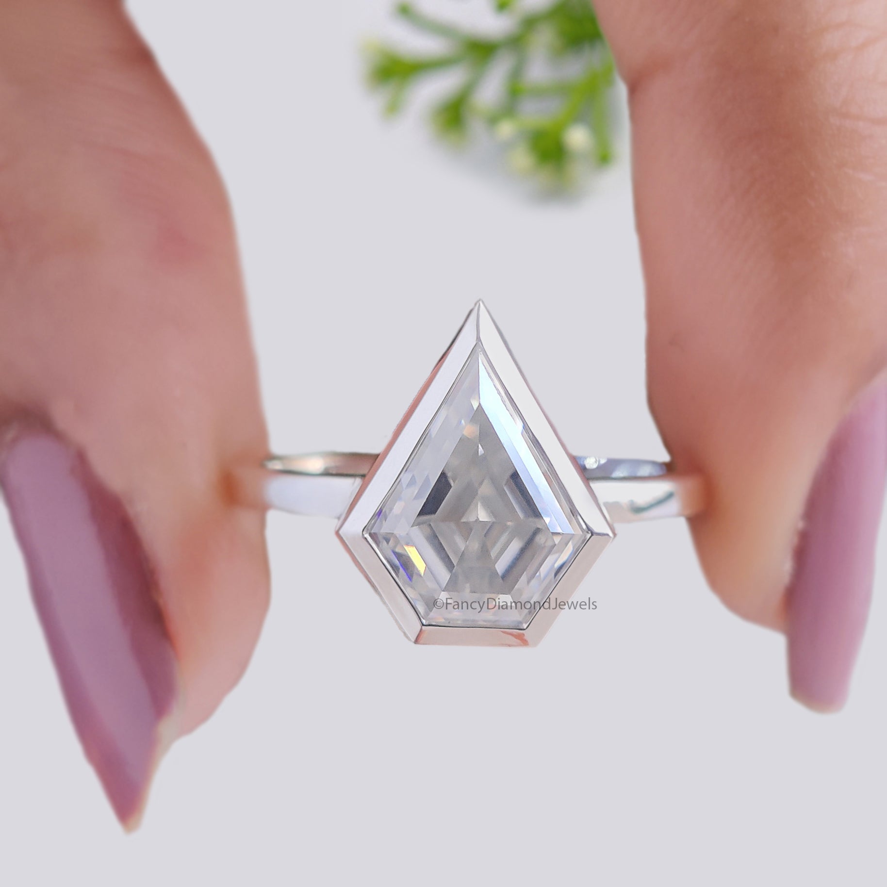 2.30 CT Shield Shape Moissanite Engagement Ring Colorless Moissanite Ring Bezel Set Wedding Ring Unique Moissanite Ring Gift for Her FD47