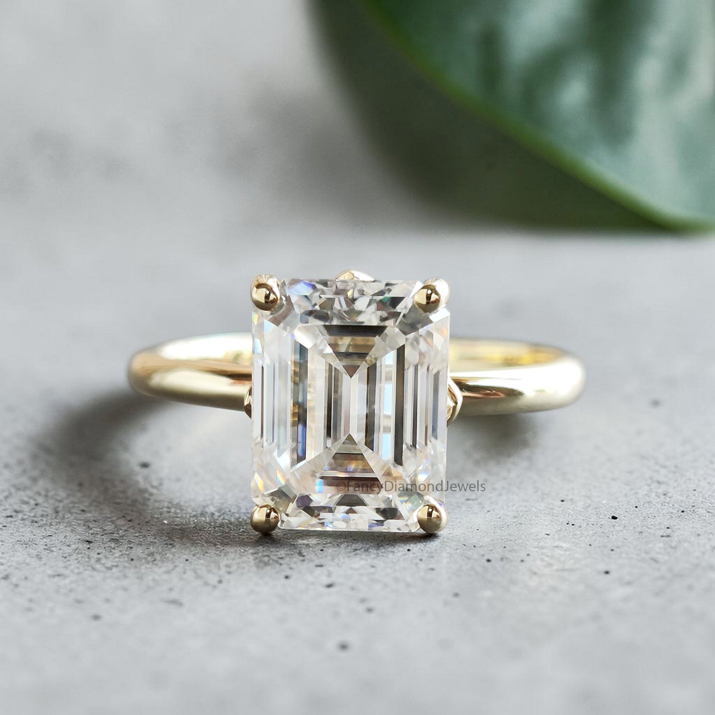 2.55 CT Emerald Cut Lab Grown Diamond Engagement Ring Emerald Diamond Statement ring Prong Set Floral Set Emerald Ring for Her FD476