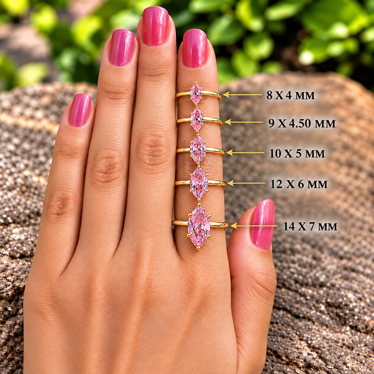 Marquise Pink Tourmaline engagement ring 8mm 9mm 10mm 12mm 14mm stone ring Simulant Marquise Solitaire ring Silver ring Gift for her FD339