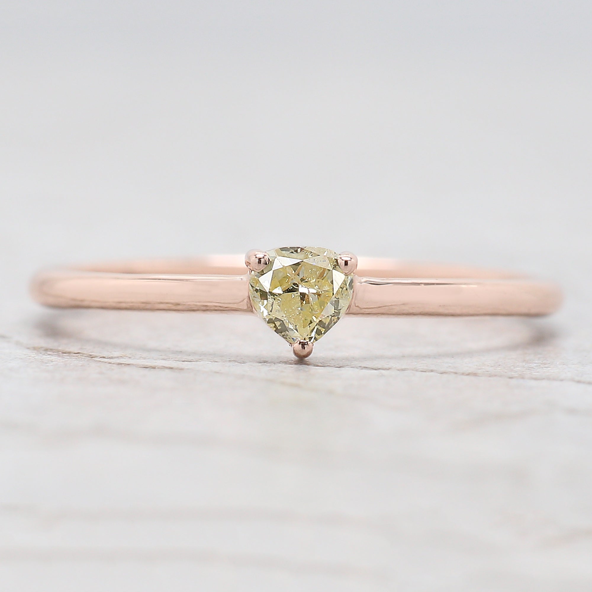 Heart Cut Yellow Color Diamond Ring 0.19 Ct 3.50 MM Heart Shape Diamond Ring 14K Solid Rose Gold Silver Engagement Ring Gift For Her QN8175