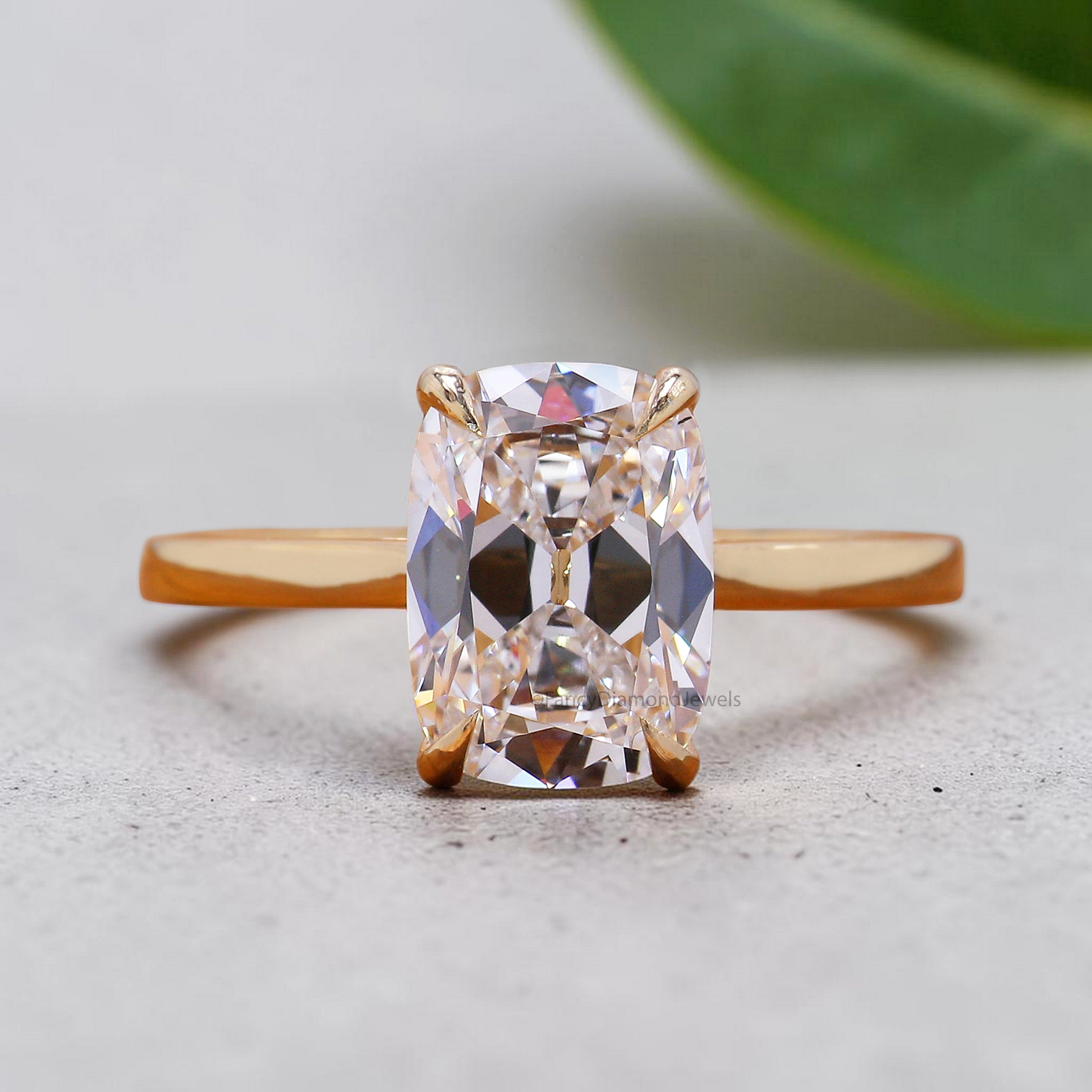 Old Mine Cushion Cut Diamond Solitaire Engagement Ring, Lab Grown Diamond Wedding Ring, Cushion Diamond Ring, Anniversary Gift for Her FD558