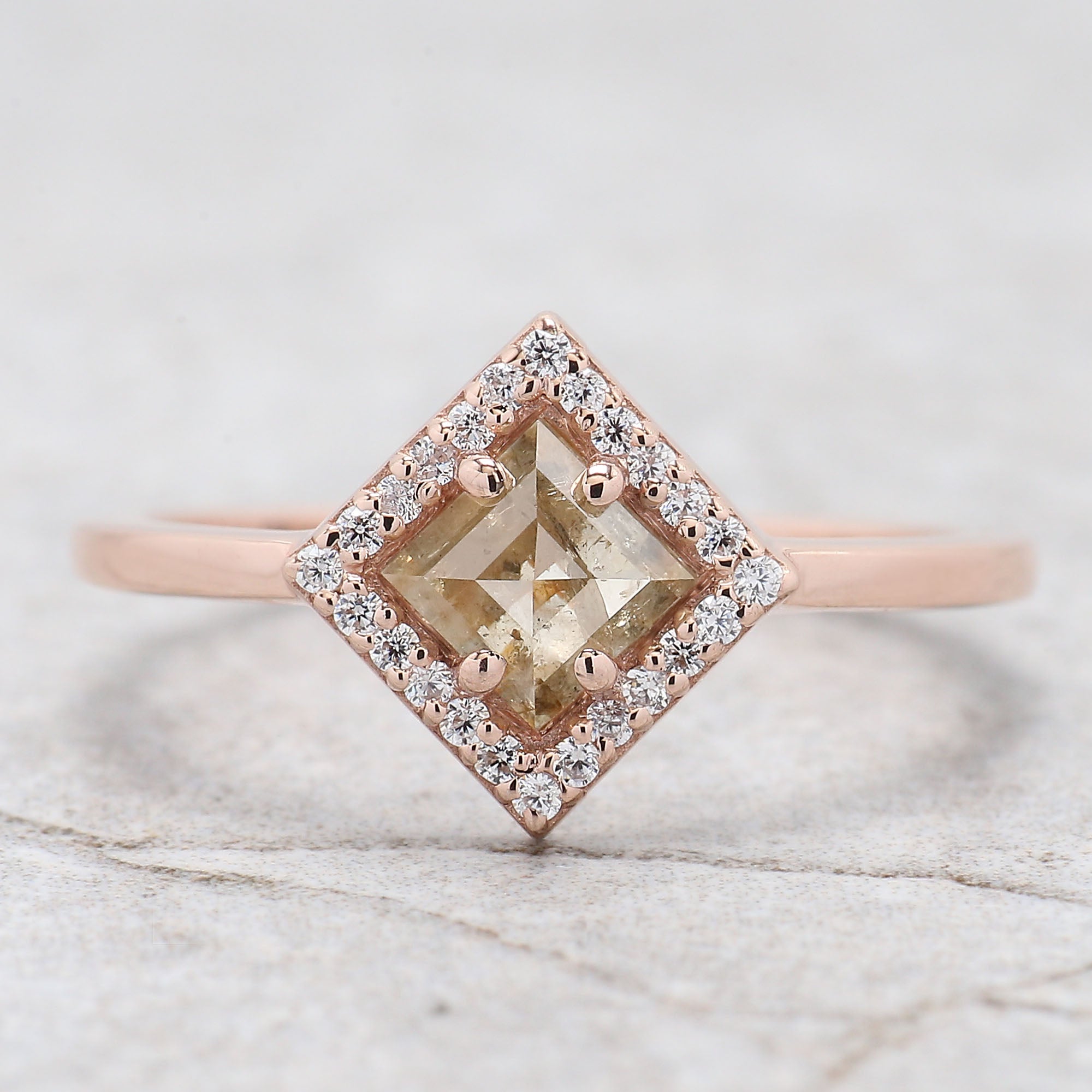Kite Cut Yellow Color Diamond Ring 0.59 Ct 6.30 MM Kite Diamond Ring 14K Solid Rose Gold Silver Kite Engagement Ring Gift For Her QL9235