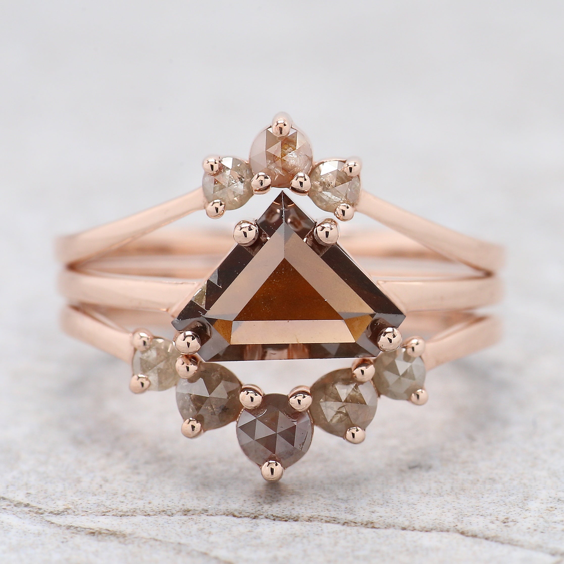 Shield Shape Brown Diamond Ring 1.70 Ct 6.85 MM Shield Cut Diamond Ring 14K Solid Rose Gold Silver Engagement Ring Gift For Her QL1866