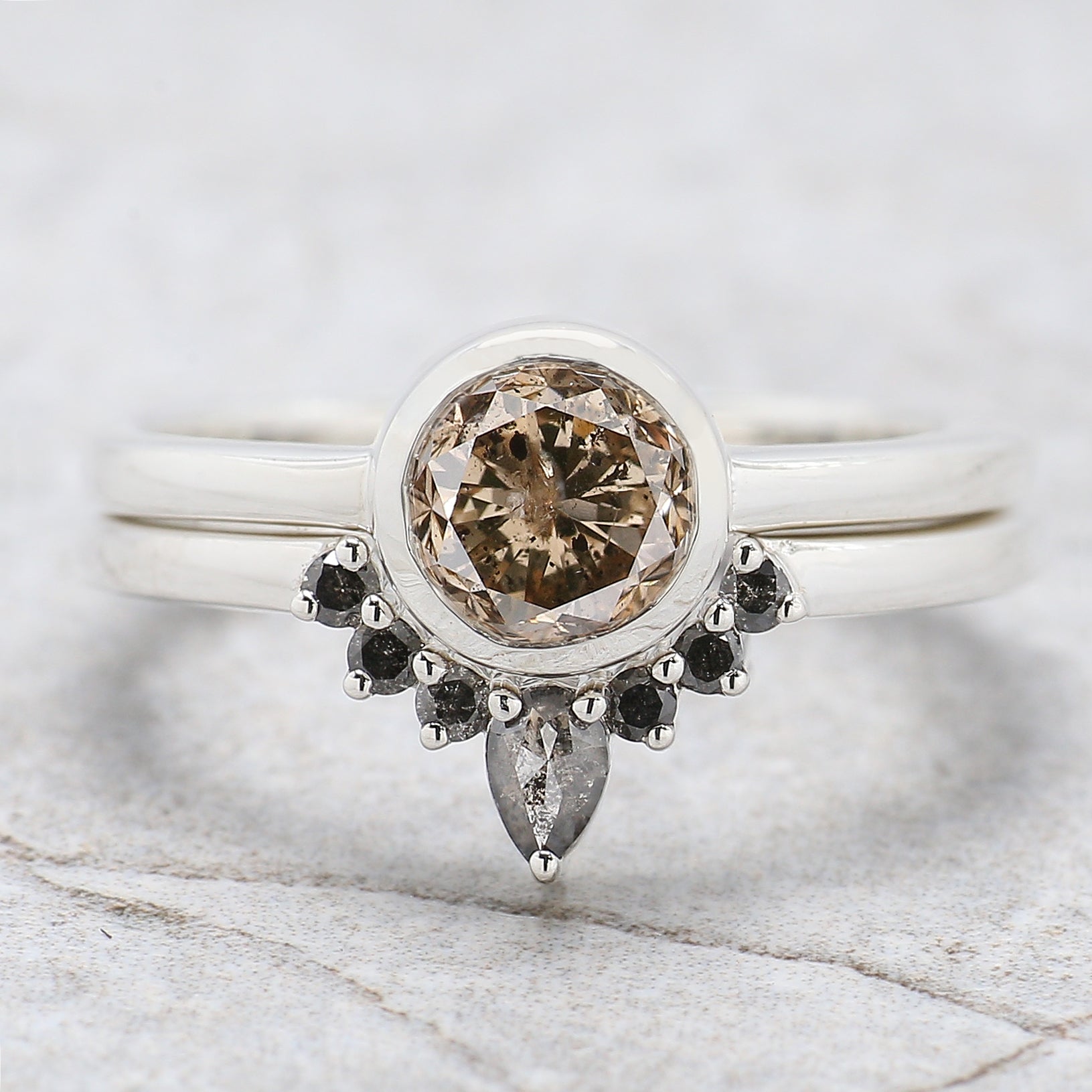 Round Cut Brown Color Diamond Ring 1.13 Ct 6.12 MM Round Shape Diamond Ring 14K Solid White Gold Silver Engagement Ring Gift For Her QL2599