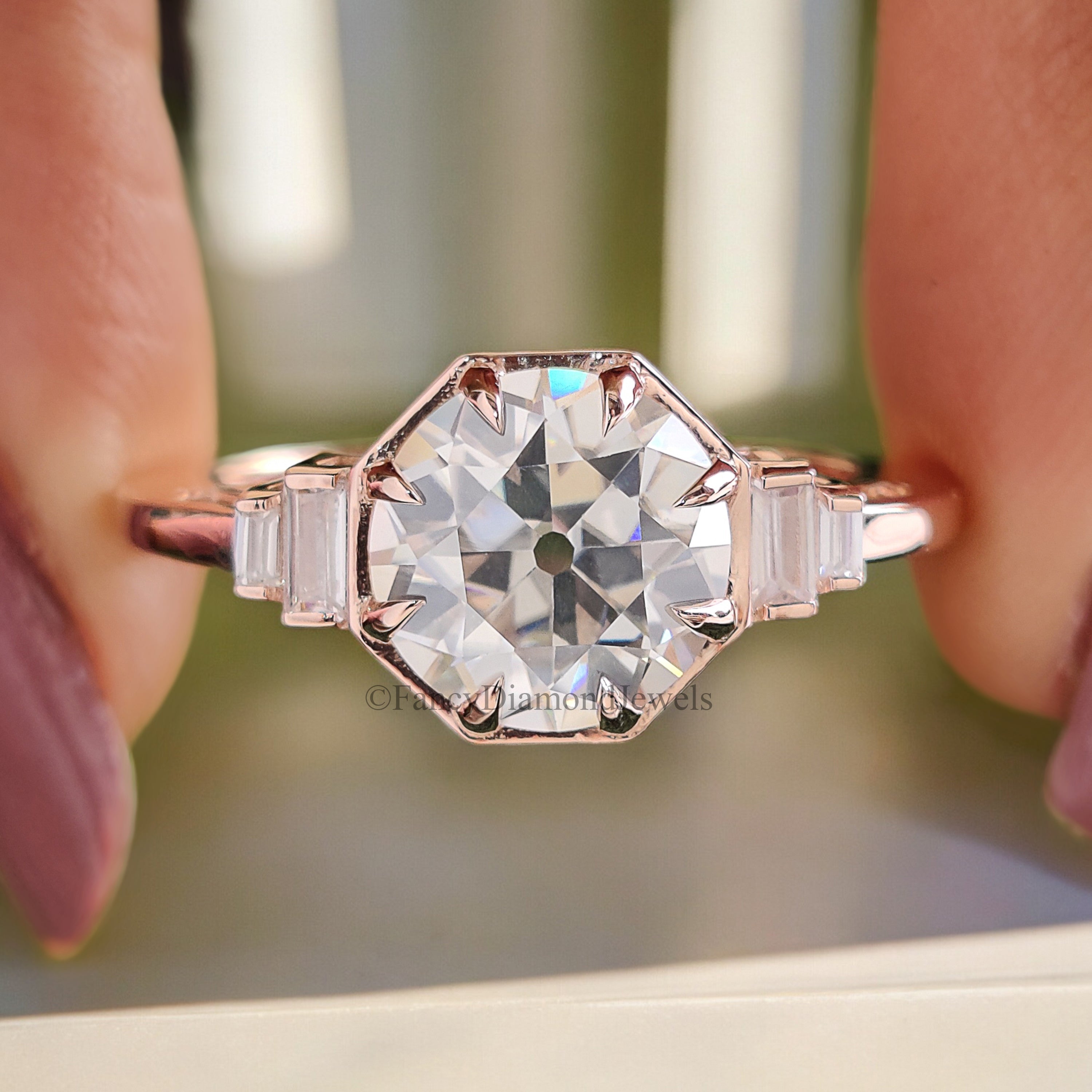 Five Stone Engagement Ring 2.10 TW Old European Round Cut Colorless Moissanite Ring Eight Claw Prong Customized Bridal Wedding Ring FD197