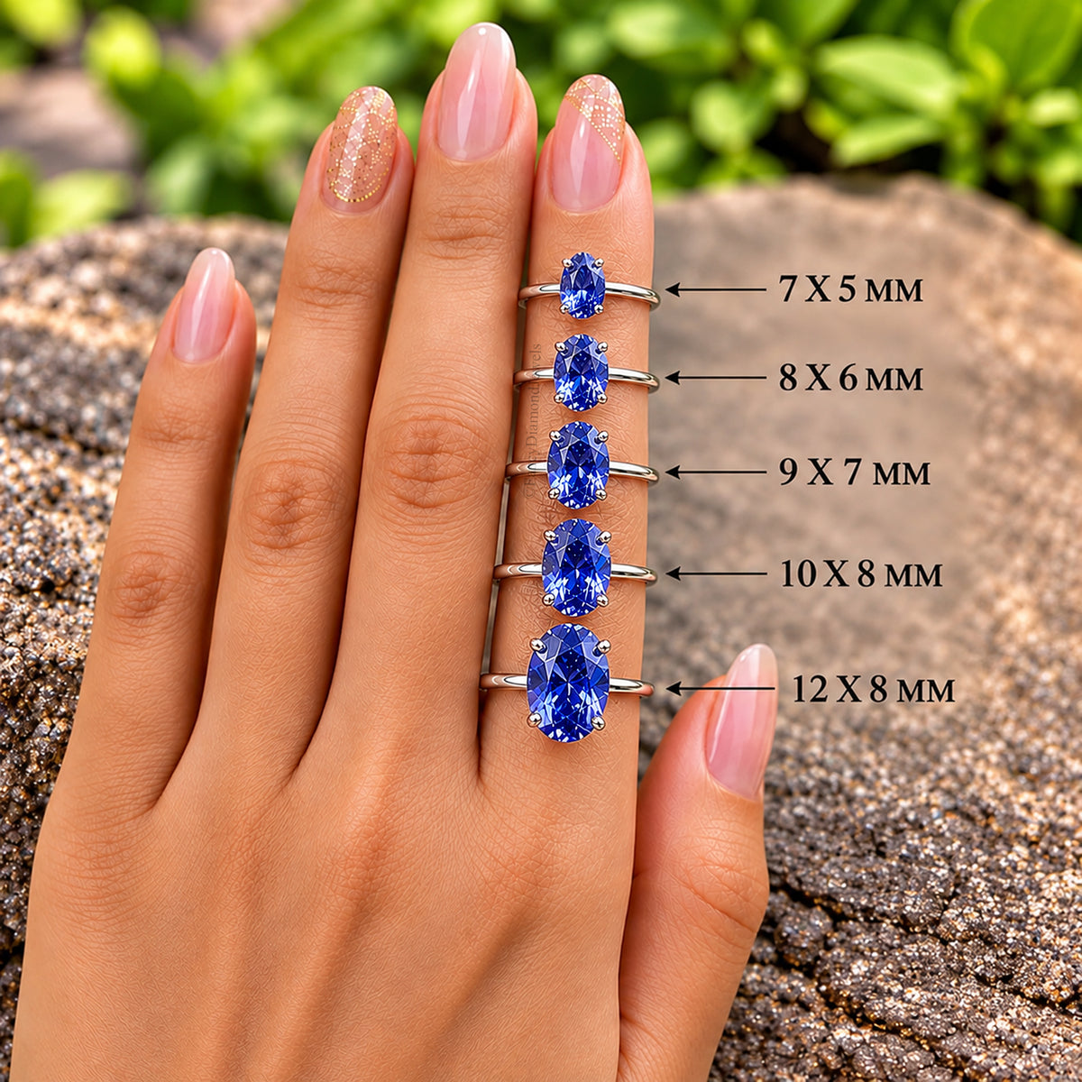Oval Blue Diamond engagement ring 12mm 10mm 9mm 8mm 7mm stone ring Silver ring Simulant Ring Solitaire ring Diamond ring Gift for her FD309