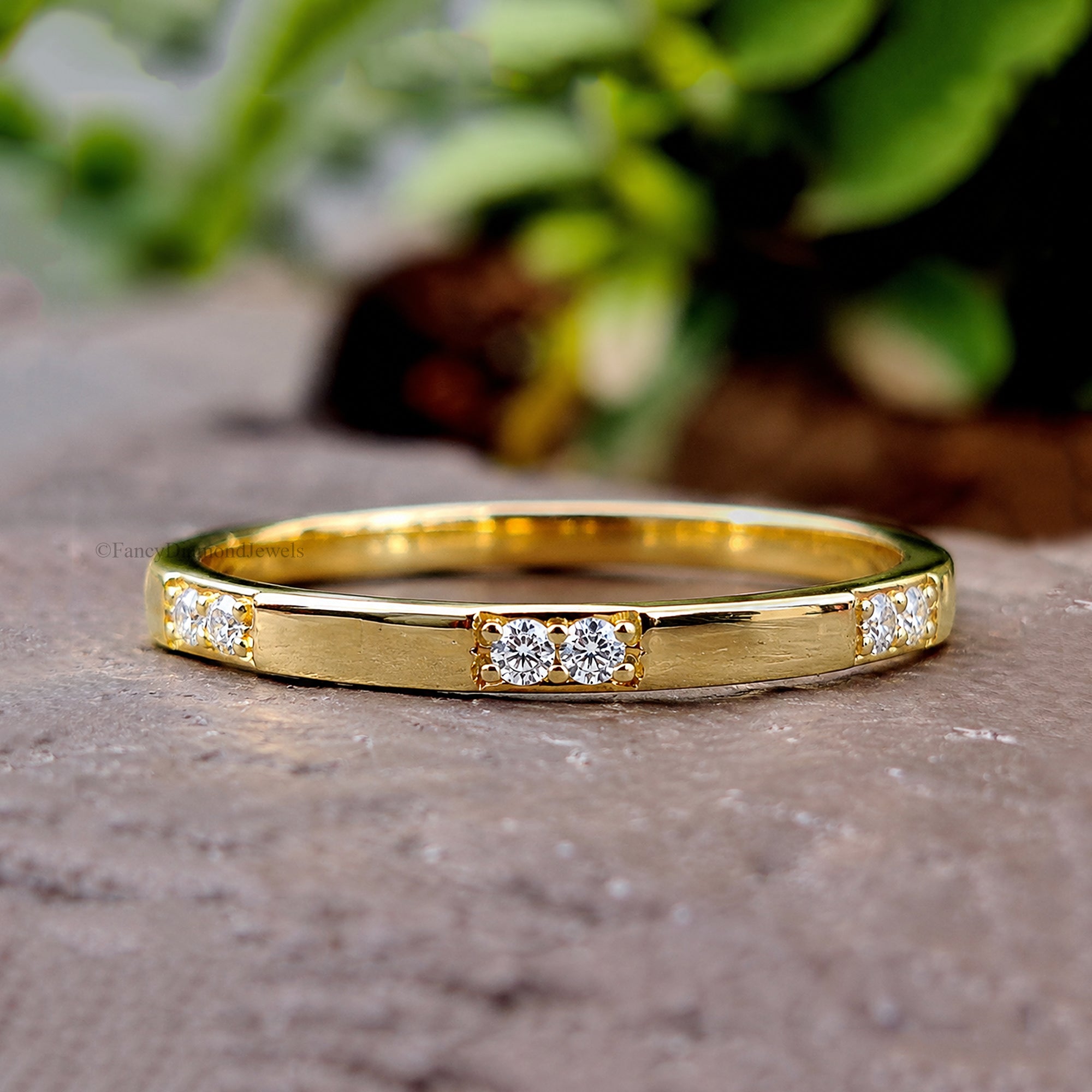 Dainty Solid Gold Moissanite Stacker, Thin 10K Gold Stackable Promise Ring, Minimalist Statement Ring, Anniversary Gift for Her FD602