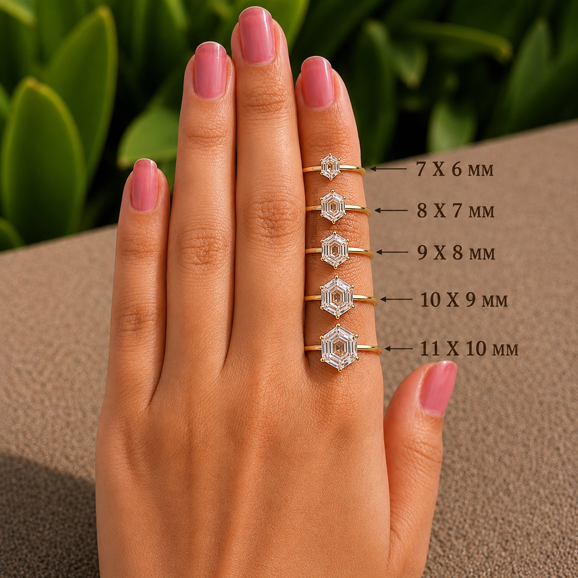 Hexagon Cut Engagement ring 7mm 8mm 9mm 10mm 11mm Stone Ring Silver Promise Ring Hexagon Cut Diamond Solitaire Ring Gift For Her FD286