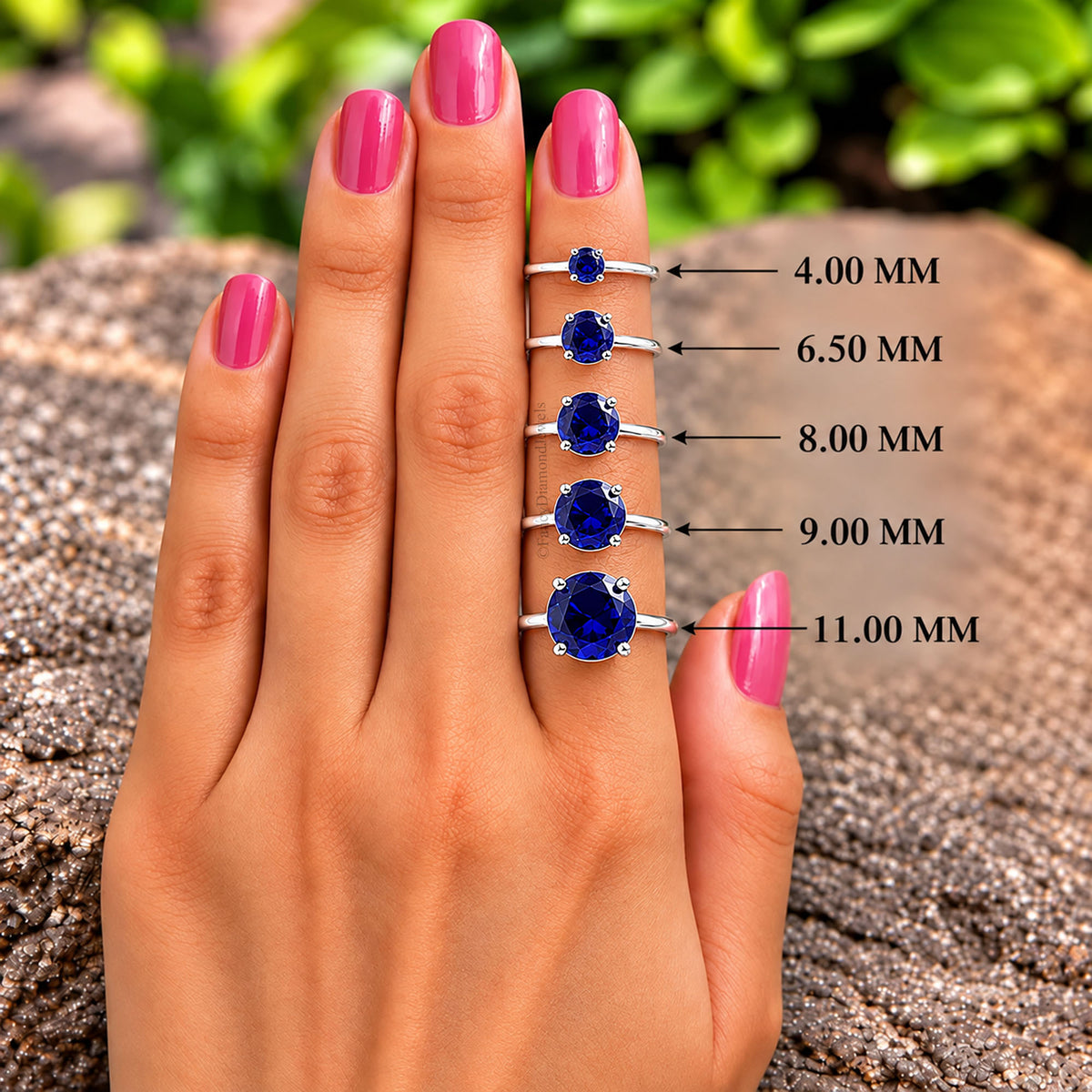 Round Blue sapphire stone engagement ring 11mm 9mm 8mm 6.50mm 4mm ring silver simulant Ring Solitaire ring Diamond ring Gift for her FD504