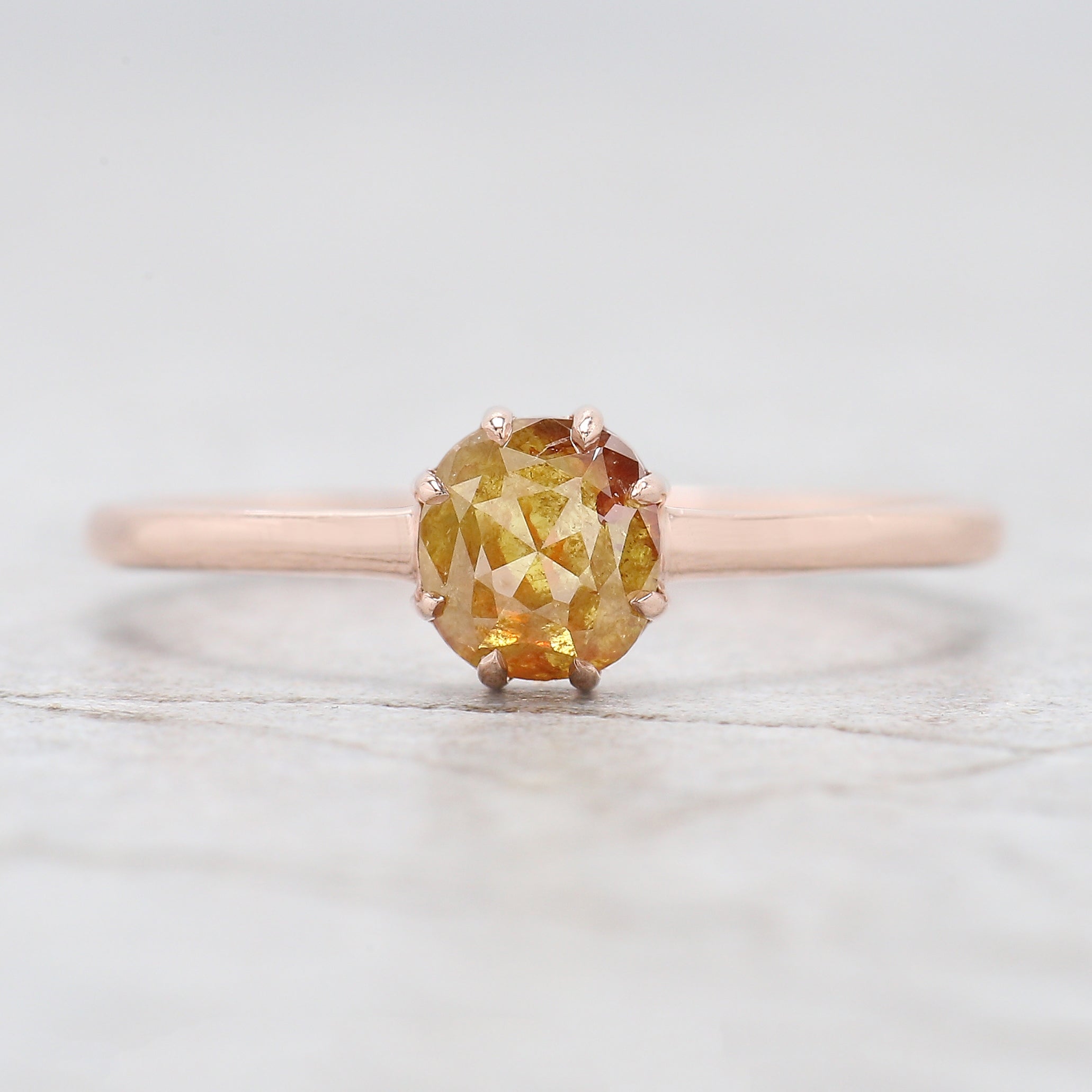 Cushion Cut Yellow Color Diamond Ring 0.75 Ct 5.30 MM Cushion Diamond Ring 14K Solid Rose Gold Silver Engagement Ring Gift For Her QK2681