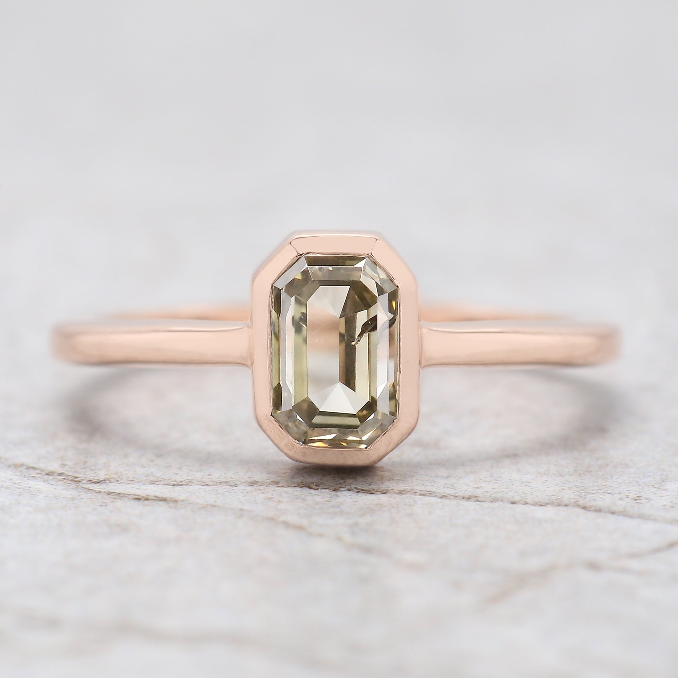 Emerald Cut White-K Color Diamond Ring 1.17 Ct 6.83 MM Emerald Diamond Wedding Ring 14K Rose Gold Engagement Ring Gift For Her KDL2615