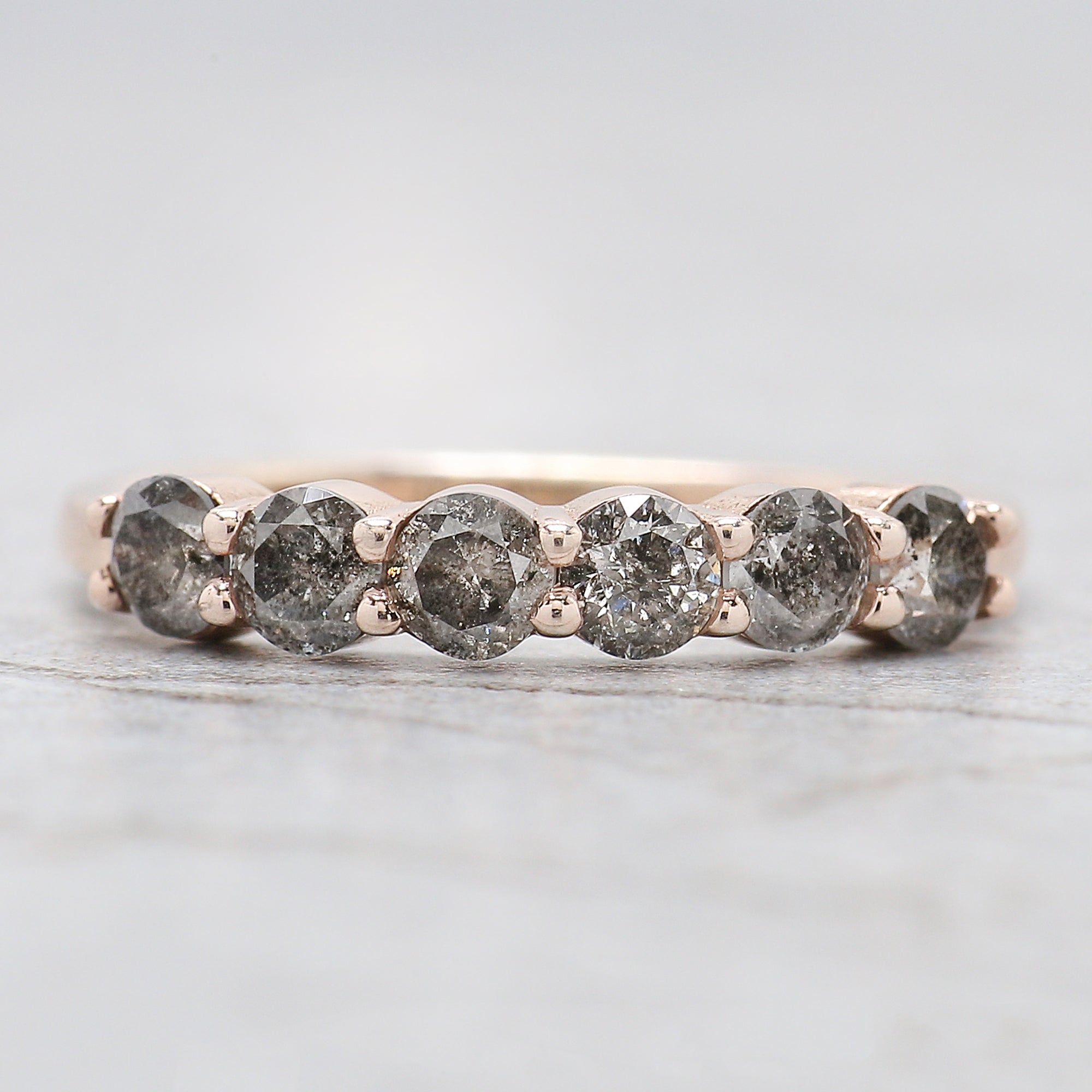 Round Cut Salt And Pepper Diamond Ring 0.81 Ct 3.20 MM Round Diamond Ring 14K Solid Rose Gold Silver Engagement Ring Gift For Her QL1395