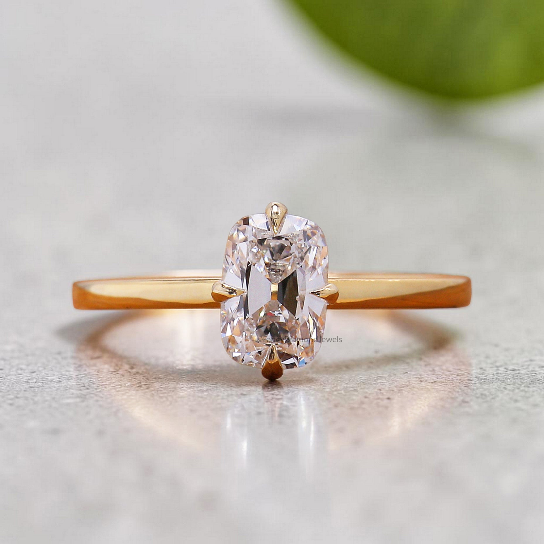 Cushion Old Mine Cut Diamond Engagement Ring with Hidden Halo, Lab Grown Diamond Wedding Ring for Her, Vintage Inspired Diamond Ring FD557