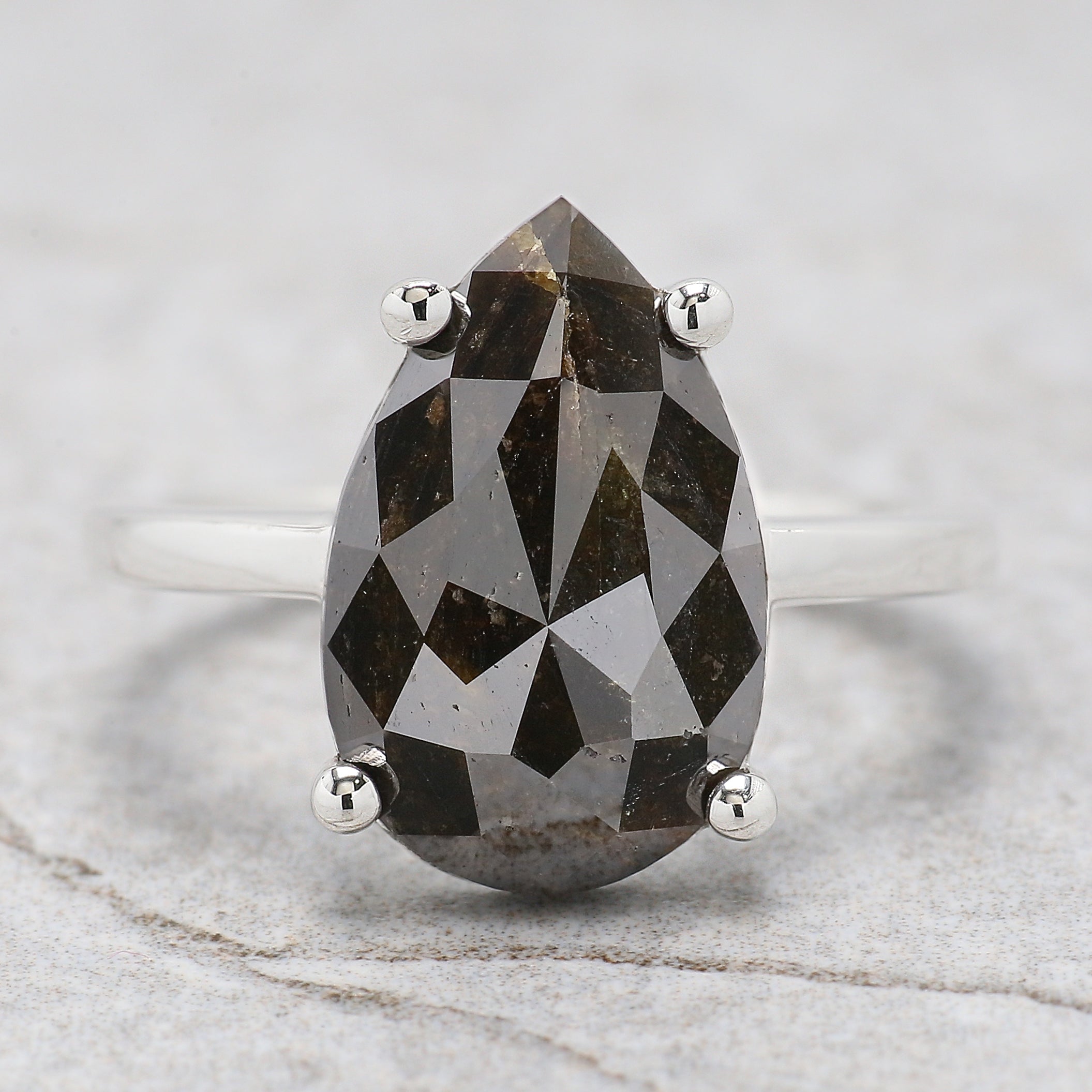 Pear Black Brown Color Diamond Ring Engagement Wedding Gift Ring 14K Solid Rose White Yellow Gold Ring 4.00 CT QL2183