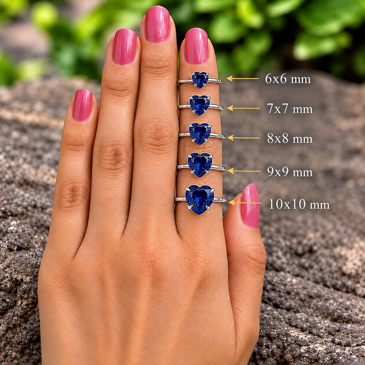 Heart Blue sapphire stone engagement ring 10mm 9mm 8mm 7mm 6mm ring silver simulant Ring Solitaire ring Diamond ring Gift for her FD541