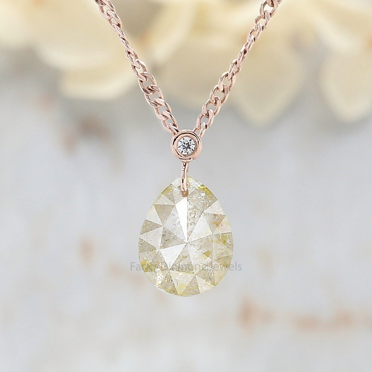 Pear Shape Grey Color Diamond Pendant 2.96 Ct 9.30 MM Pear Cut Diamond Pendant 14K Solid Rose Gold Silver Engagement Pear Pendant QL7462