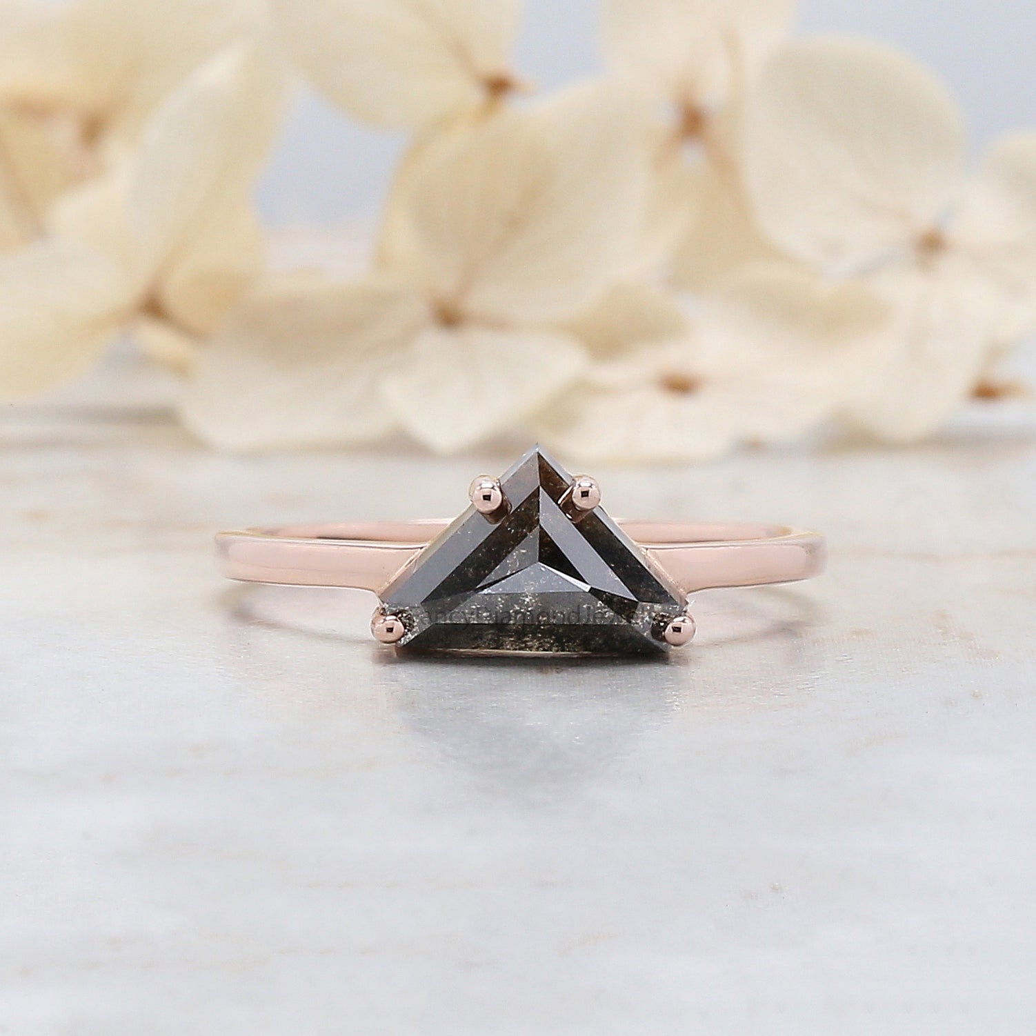 Shield Shape Brown Color Diamond Ring 1.18 Ct 6.25 MM Shield Diamond Ring 14K Solid Rose Gold Silver Engagement Ring Gift For Her QN9124