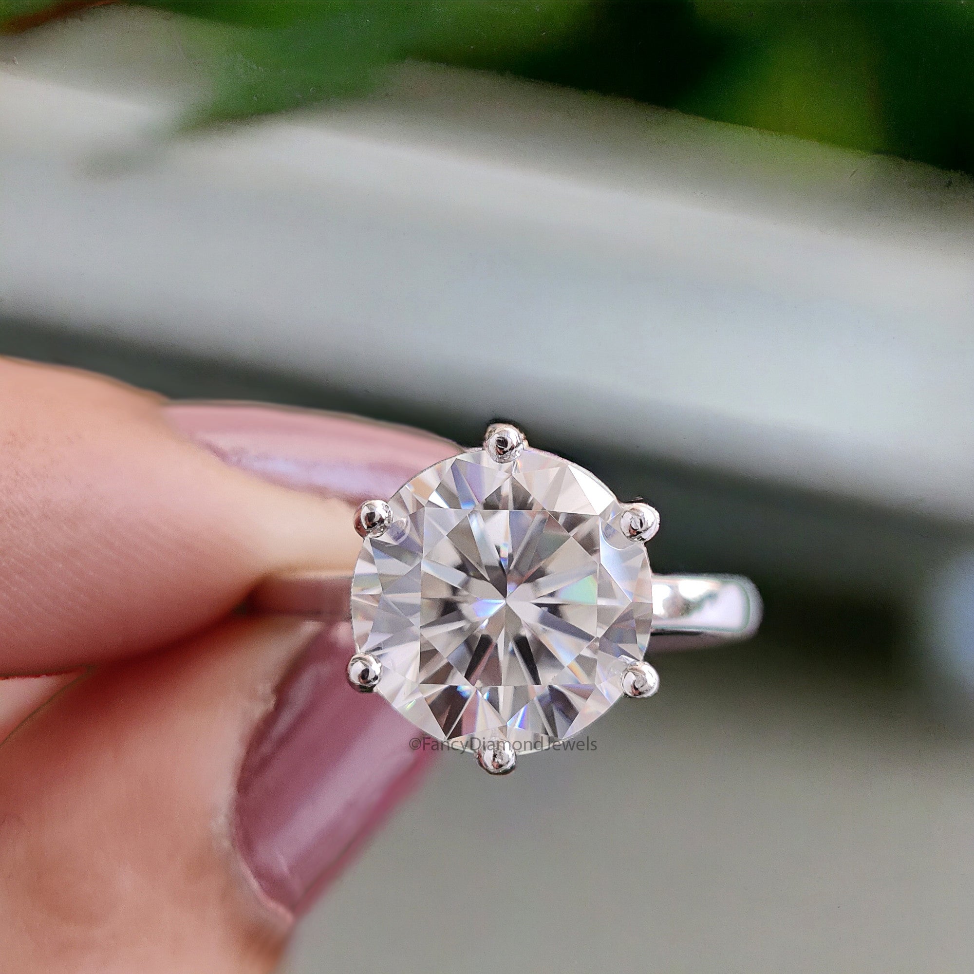 3.55 CT Round Brilliant Cut Colorless Moissanite Solitaire Ring Engagement Ring Wedding Ring Comfort Fit Yellow/White/Rose Gold Ring FD29