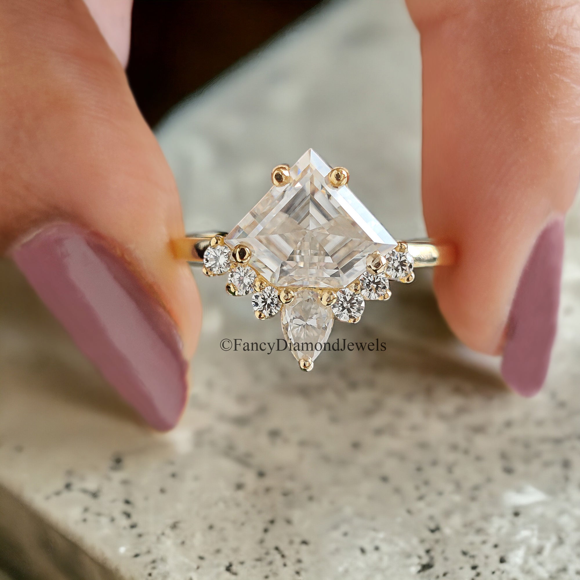 2.20 CT Shield Shape Moissanite Engagement Ring Colorless Moissanite Ring Prong Set Wedding Ring Unique Moissanite Ring Gift for Her FD78