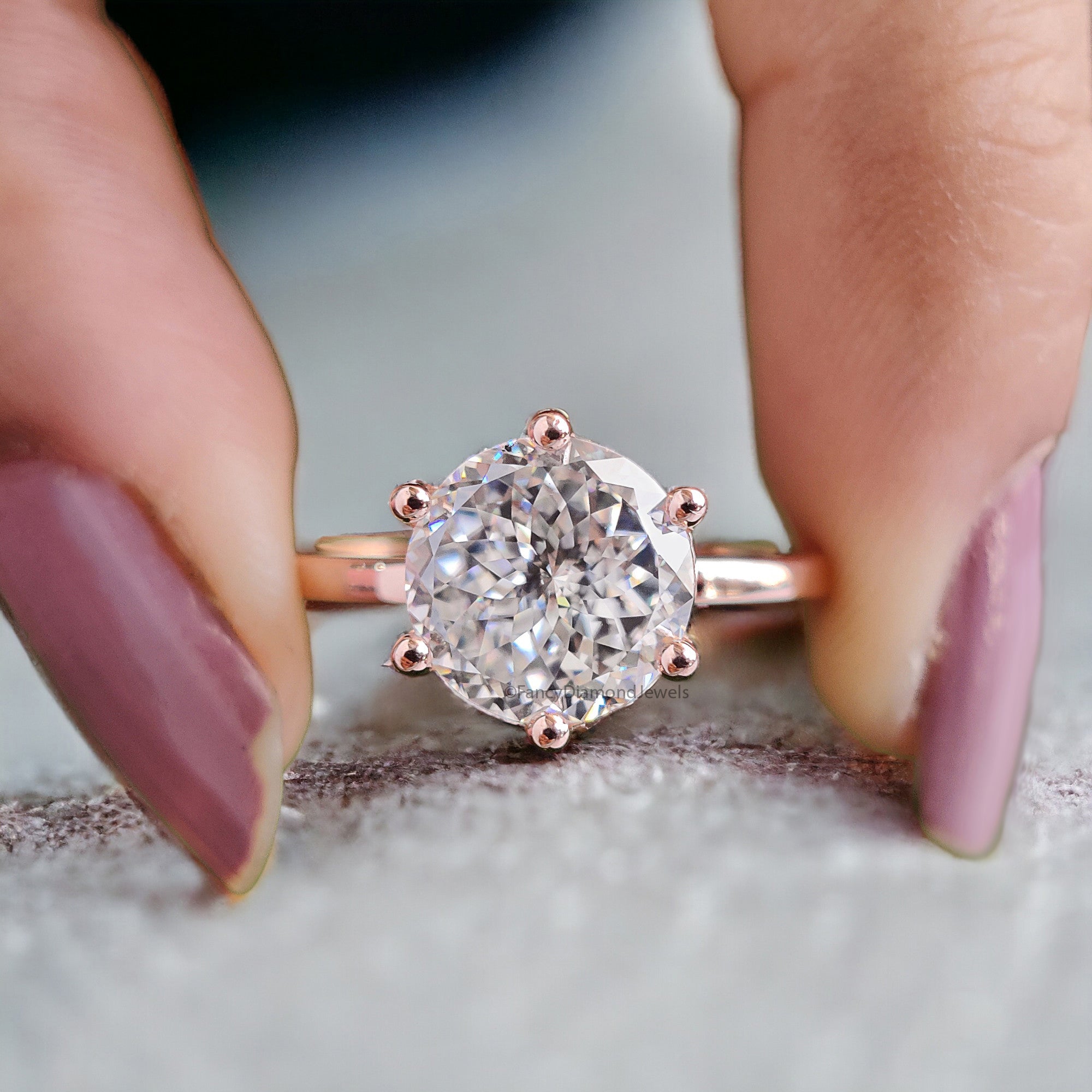Antique 2.00 CT Portuguese Cut Colorless Moissanite Solitaire Ring Engagement Ring Vintage Rose Gold Wedding Ring Anniversary Gift Ring FD33