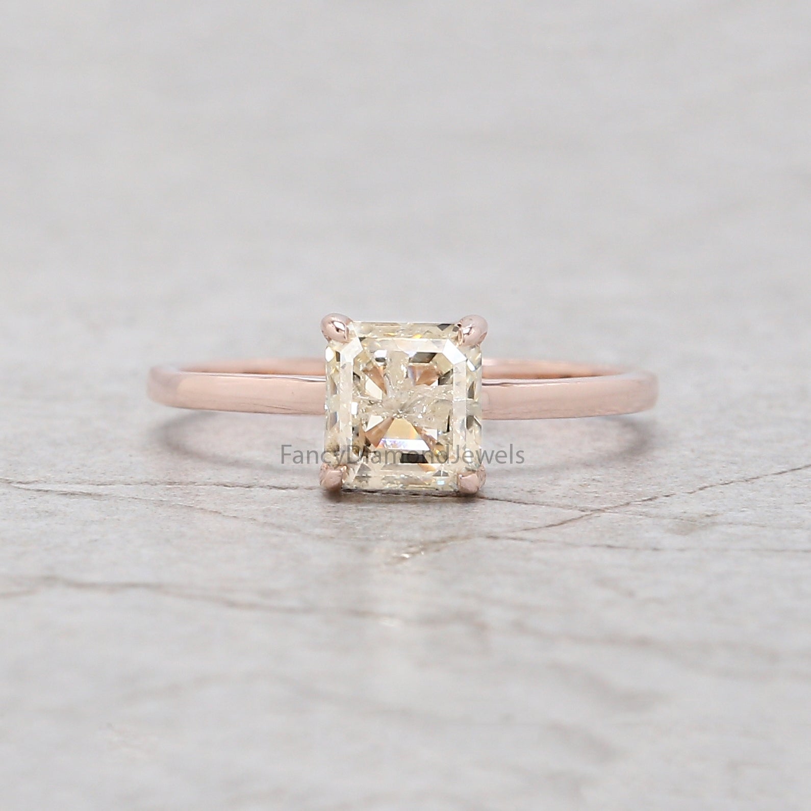 Bezel Set Halo Engagement Ring With Radiant Square Cut Diamond - GOODSTONE