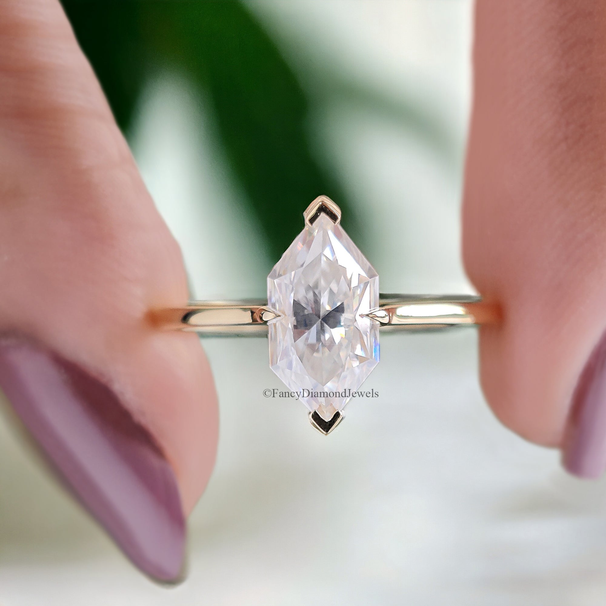 1.20 CT Dutch Marquise Cut Colorless Moissanite Ring Marquise Solitaire Engagement Ring 14K Solid Gold V Prong Set Ring For Beloved FD110