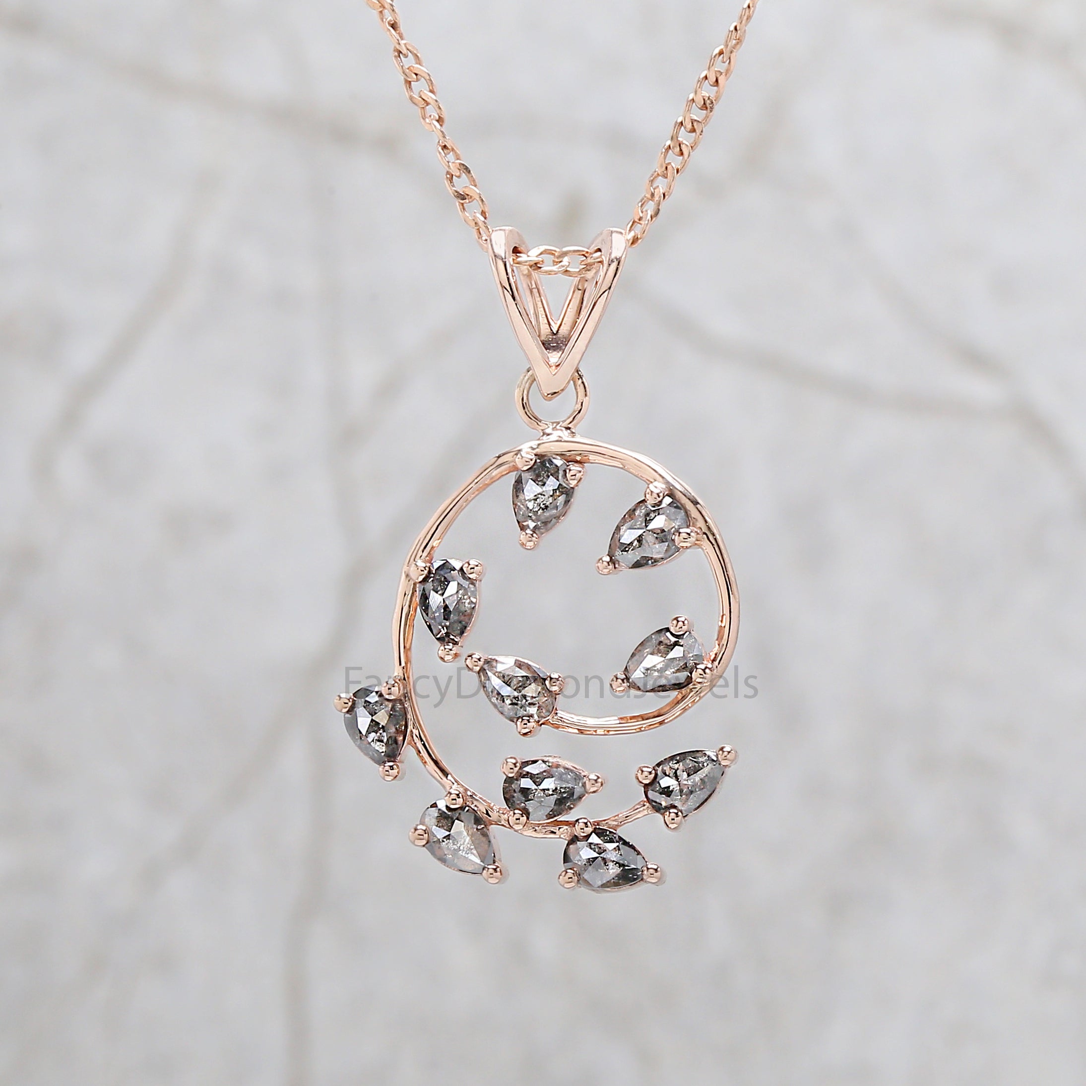 Pear Salt And Pepper Diamond Pendant, Unique Diamond Pendant, Salt And Pepper Pear Pendant, Pear Pendant, Pear Diamond Pendant, KDL1282