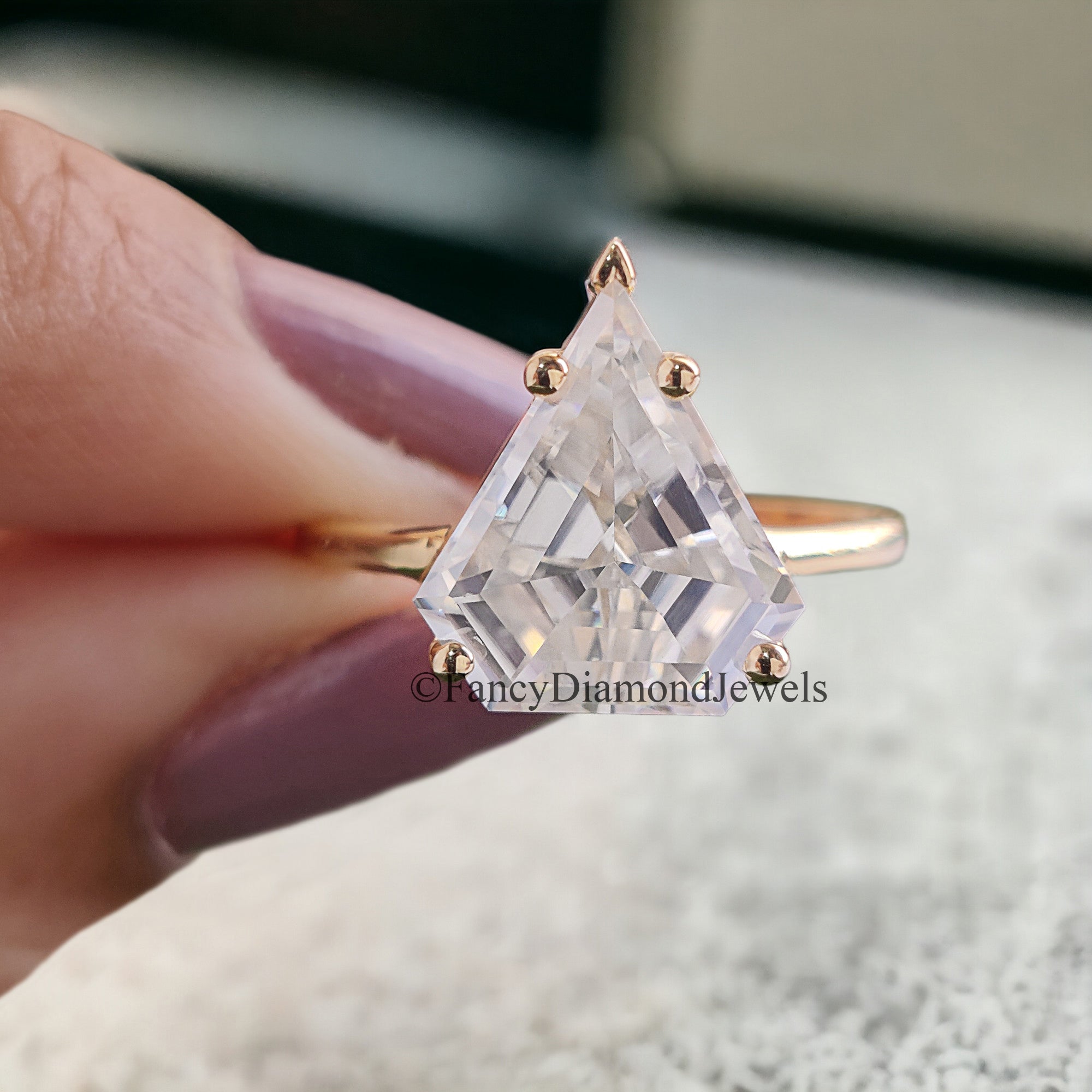 3.00 CT Shield Shape Moissanite Engagement Ring Colorless Moissanite Ring Prong Set Wedding Ring Unique Moissanite Ring Gift for Her FD92