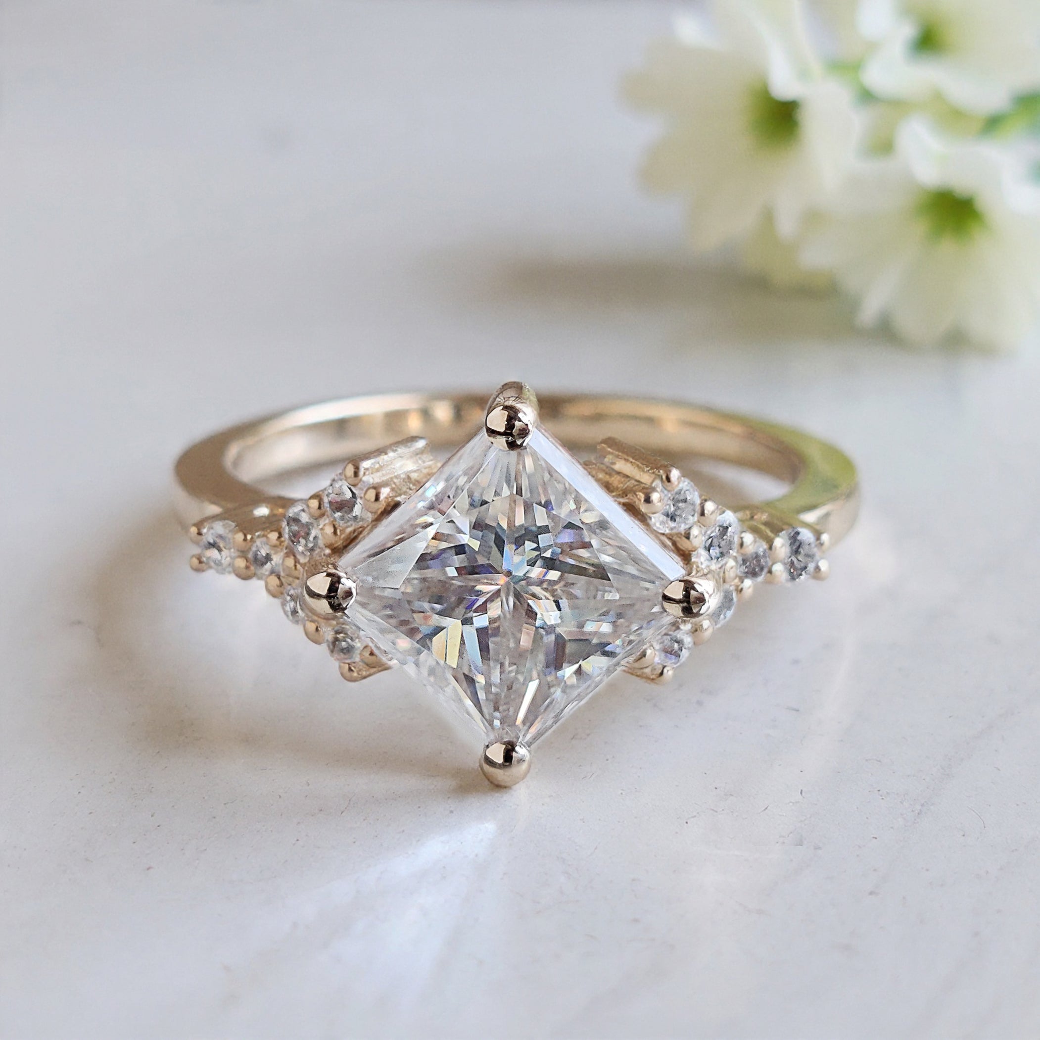 1.70 CT Princess Cut Lab Grown Diamond Engagement Ring Princess Diamond  With Prong Setting Ring Wedding Ring Princess Ring for Her FD468