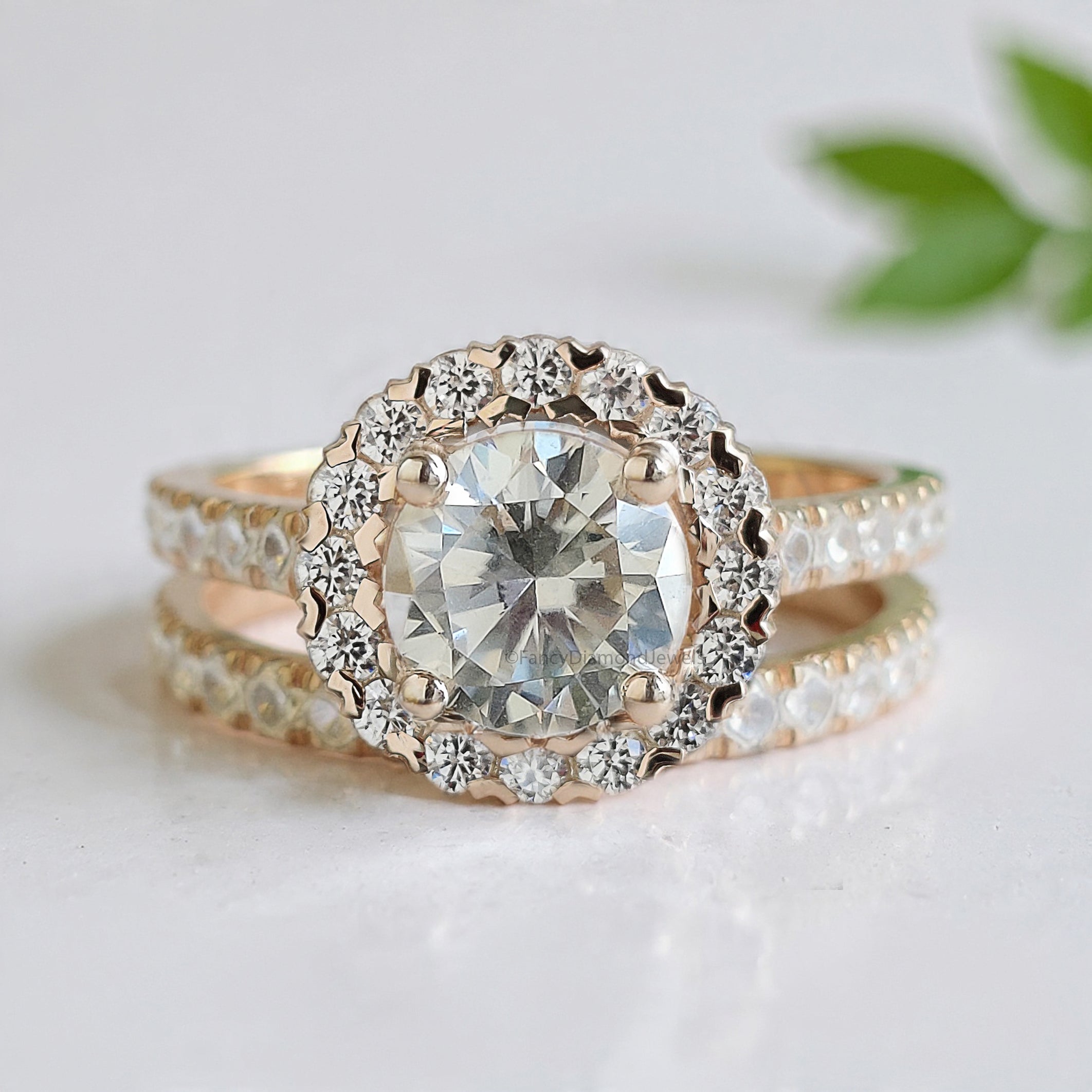 1.00 CT Round Lab Grown Diamond Promise Ring Set Round Diamond Set in Halo Ring Round Diamond Engagement Ring Gift For Wedding Ring FD471