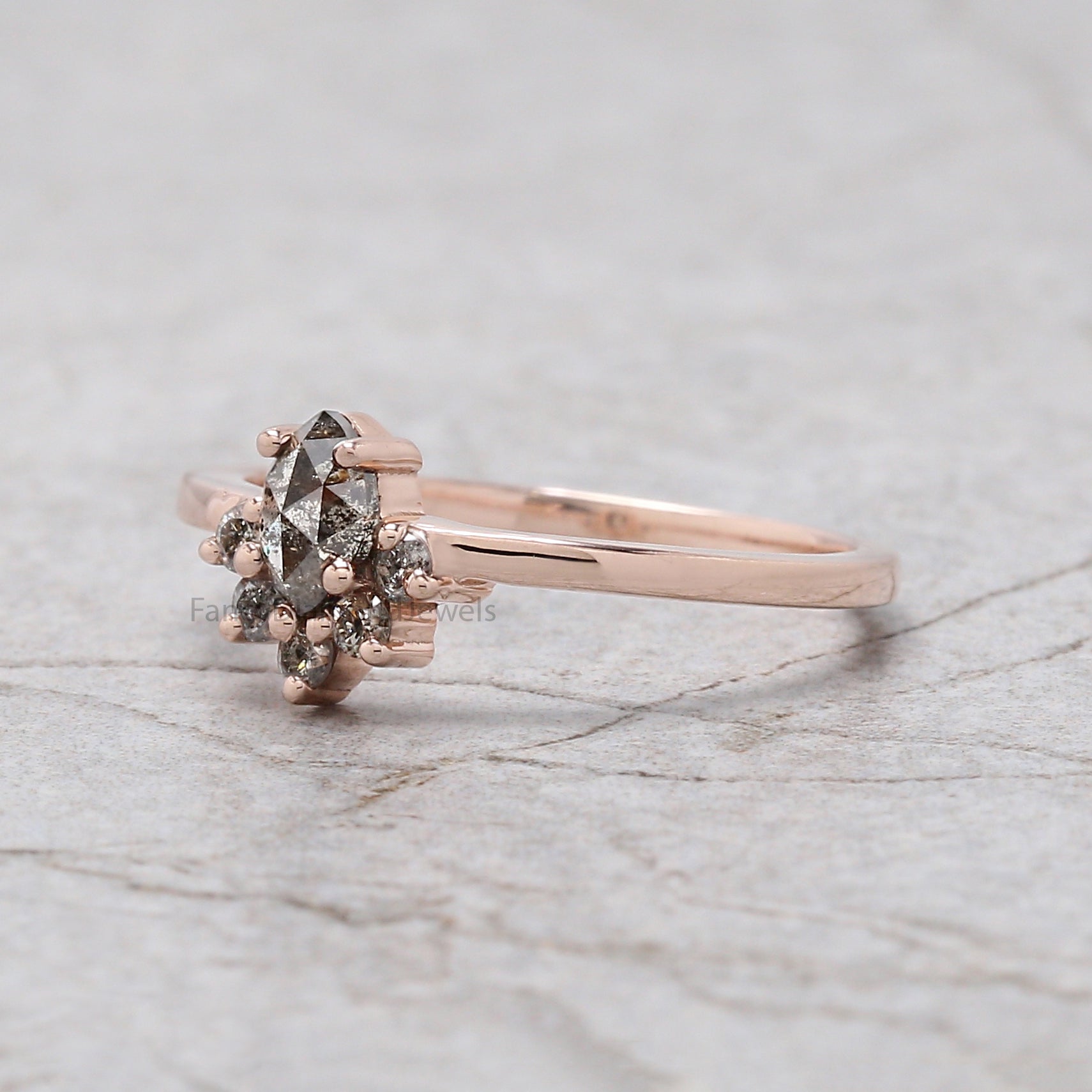 Marquise salt and pepper Diamond Ring, Salt and pepper Marquise Diamond Engagement Ring, Marquise Diamond Ring, Marquise Shape Ring, KD1141