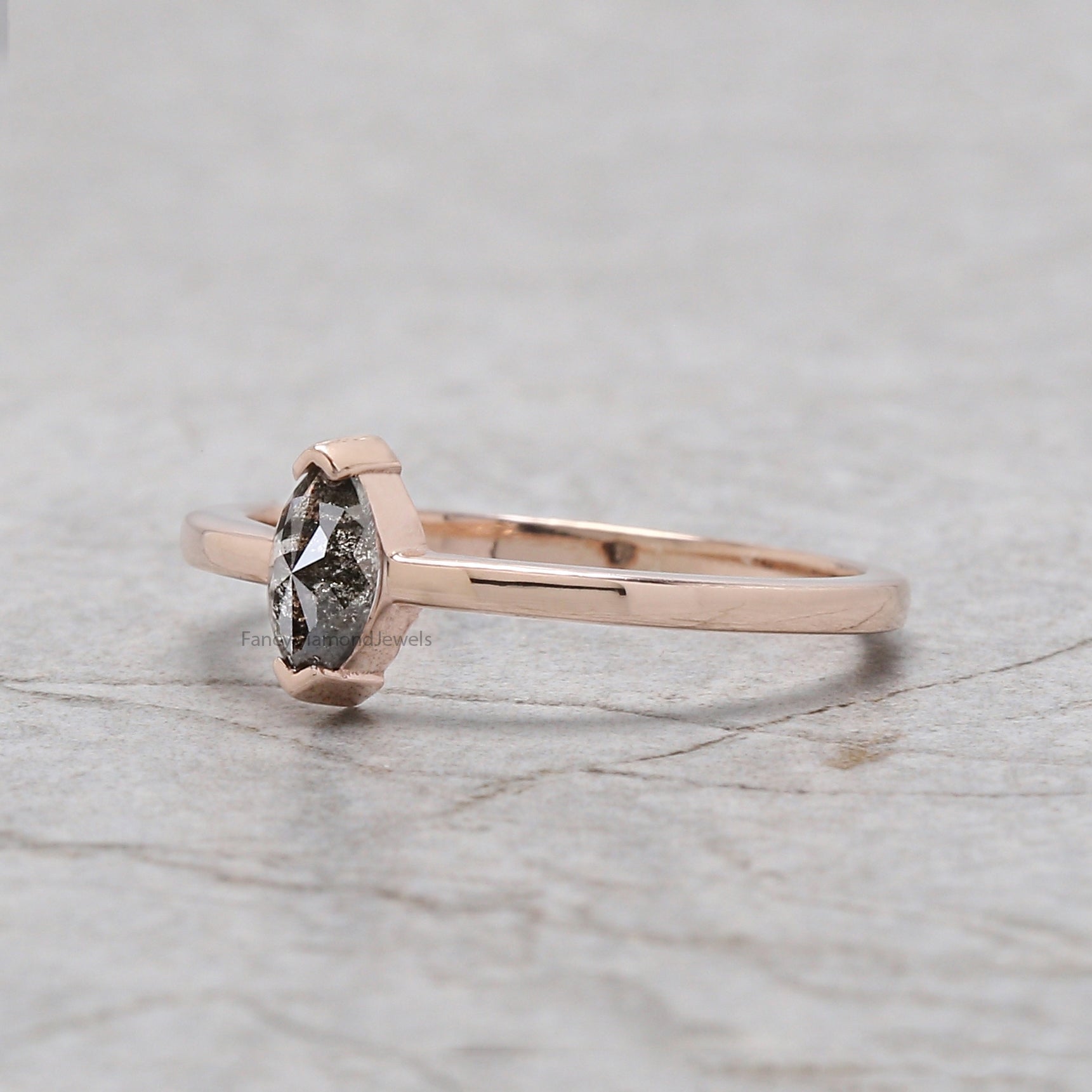 Marquise Salt and pepper Diamond Ring, Salt and pepper Marquise Diamond Engagement Ring, Marquise Diamond Ring, Marquise Shape Ring, KD1163